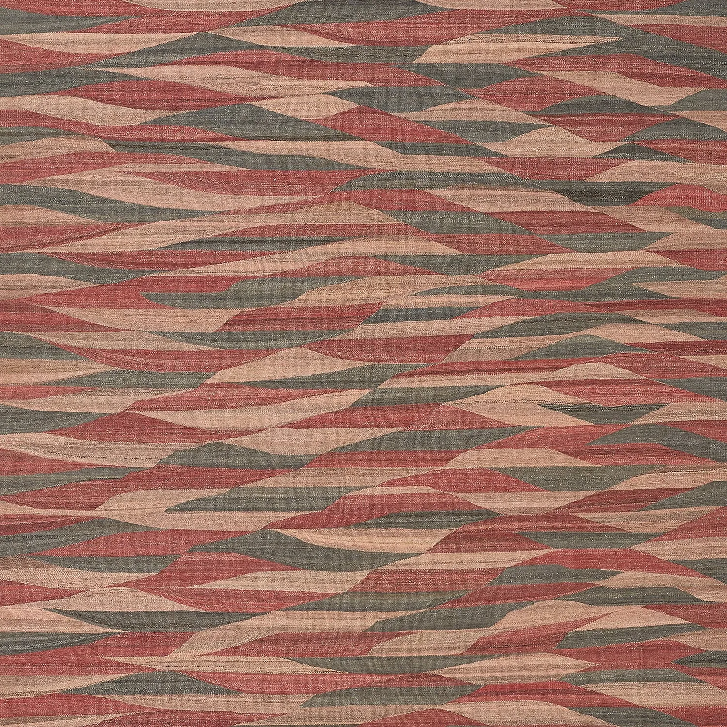 Red Turkish Flatweave Wool Rug - 8'1" x 9'11"