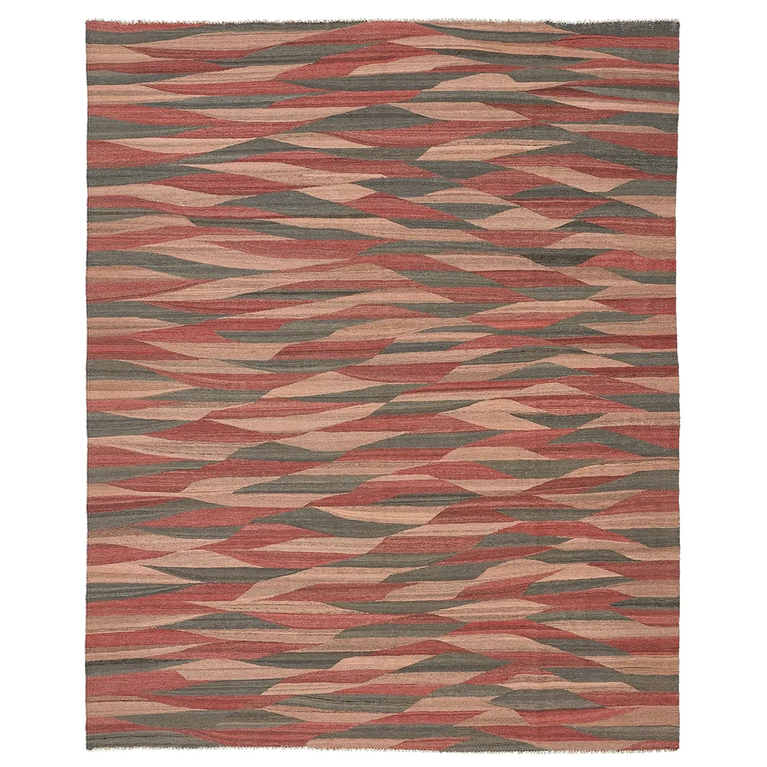 Red Turkish Flatweave Wool Rug - 8'1" x 9'11"