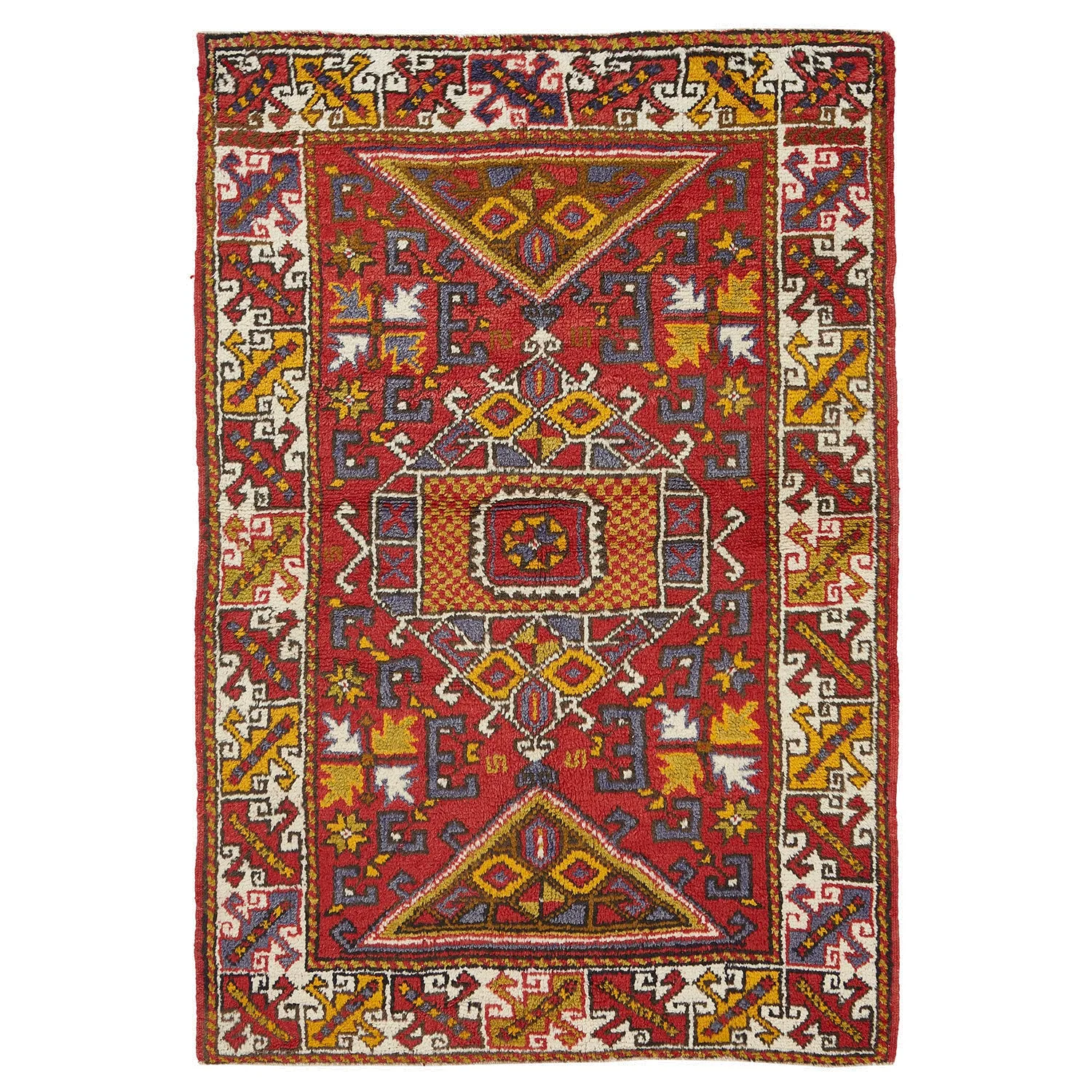 Red Vintage Canakkale Wool Rug - 4'1" x 6'