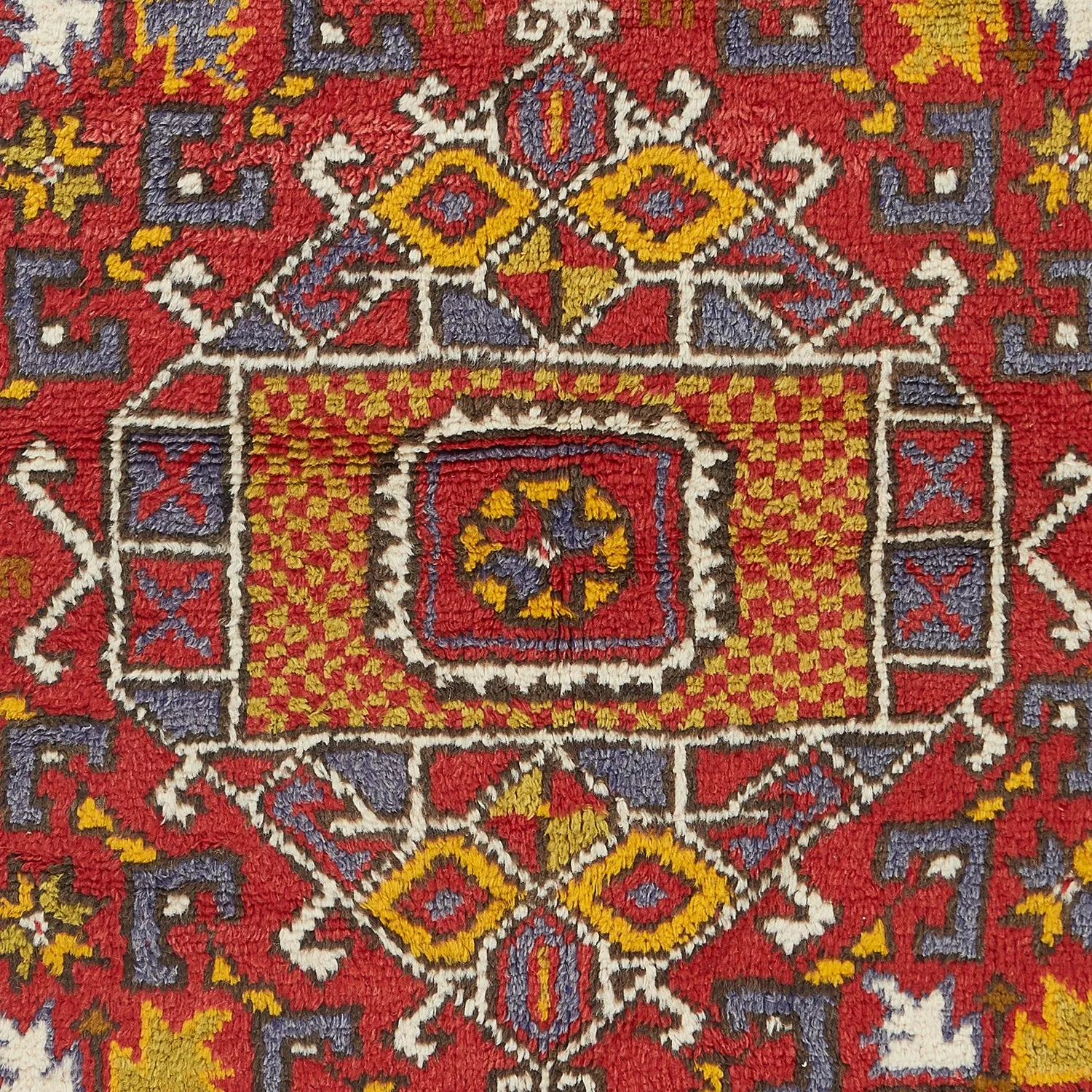 Red Vintage Canakkale Wool Rug - 4'1" x 6'