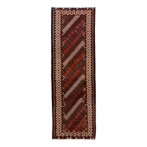Red Vintage Flatweave Anatolian Wool Kilim - 4' x 12'
