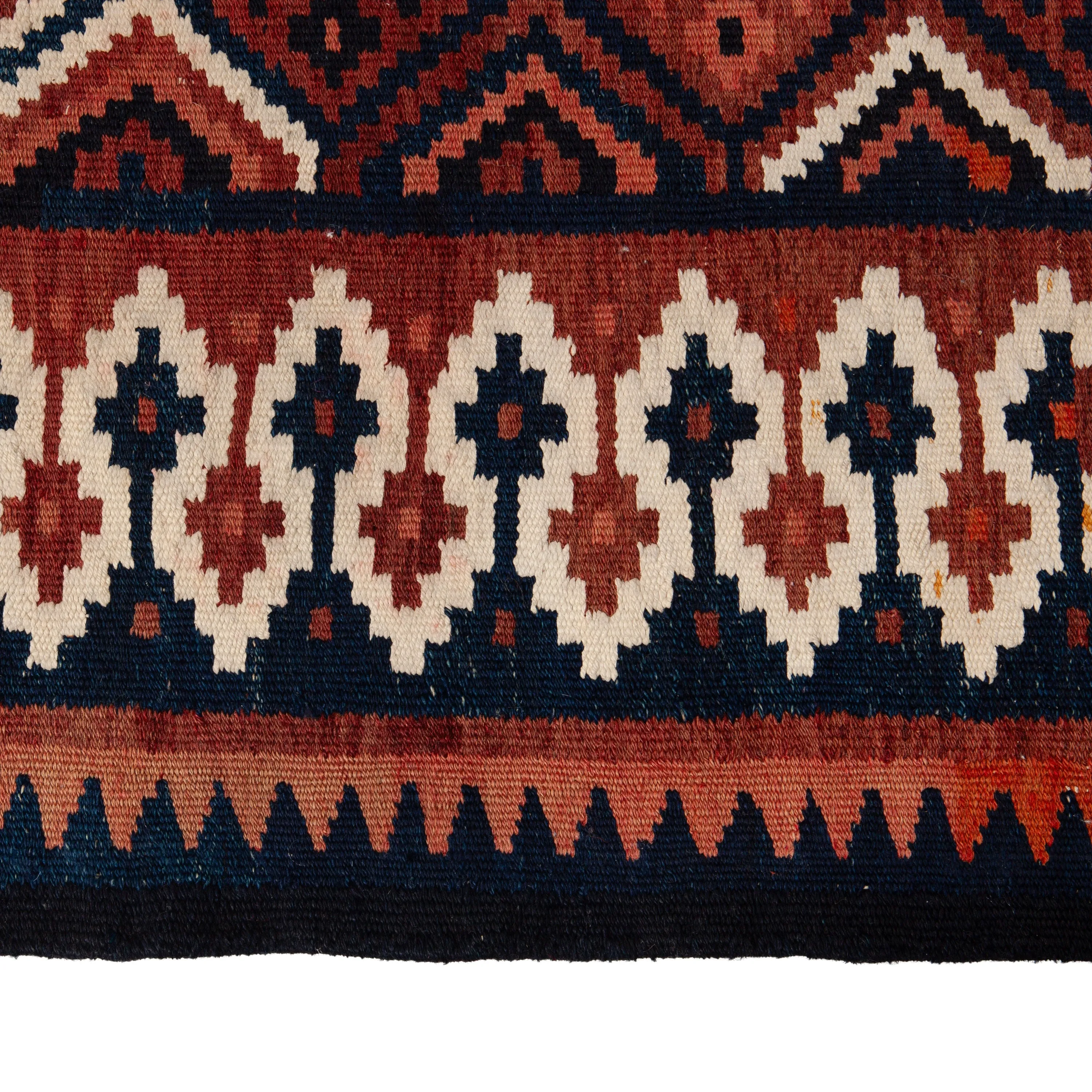 Red Vintage Flatweave Anatolian Wool Kilim - 4' x 12'
