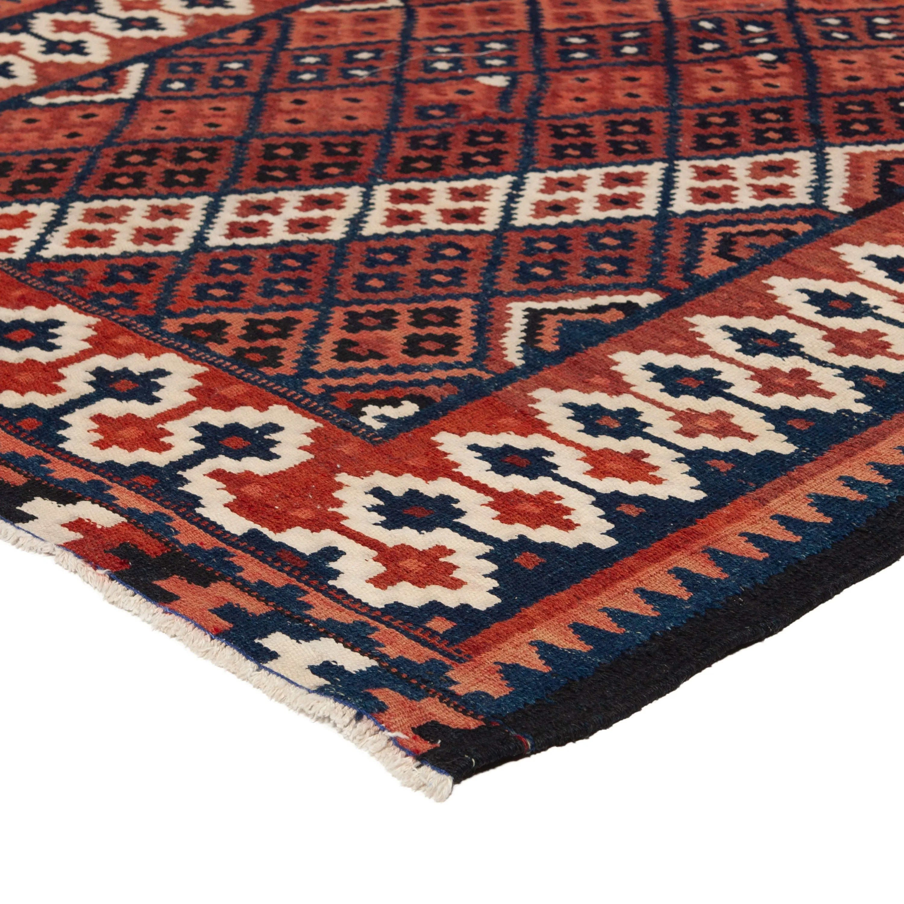 Red Vintage Flatweave Anatolian Wool Kilim - 4' x 12'