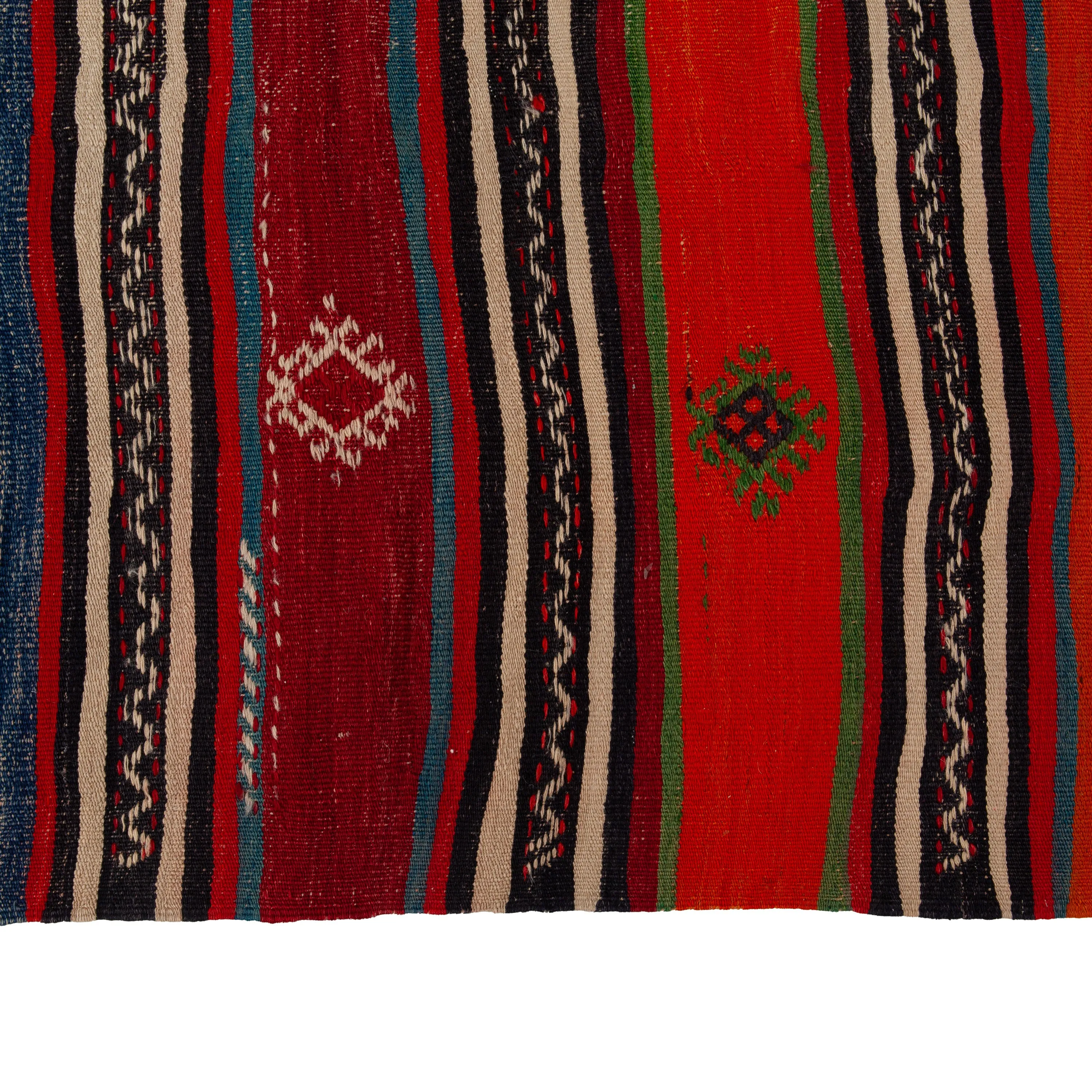 Red Vintage Flatweave Wool Kilim Runner - 5'1" x 12'3"