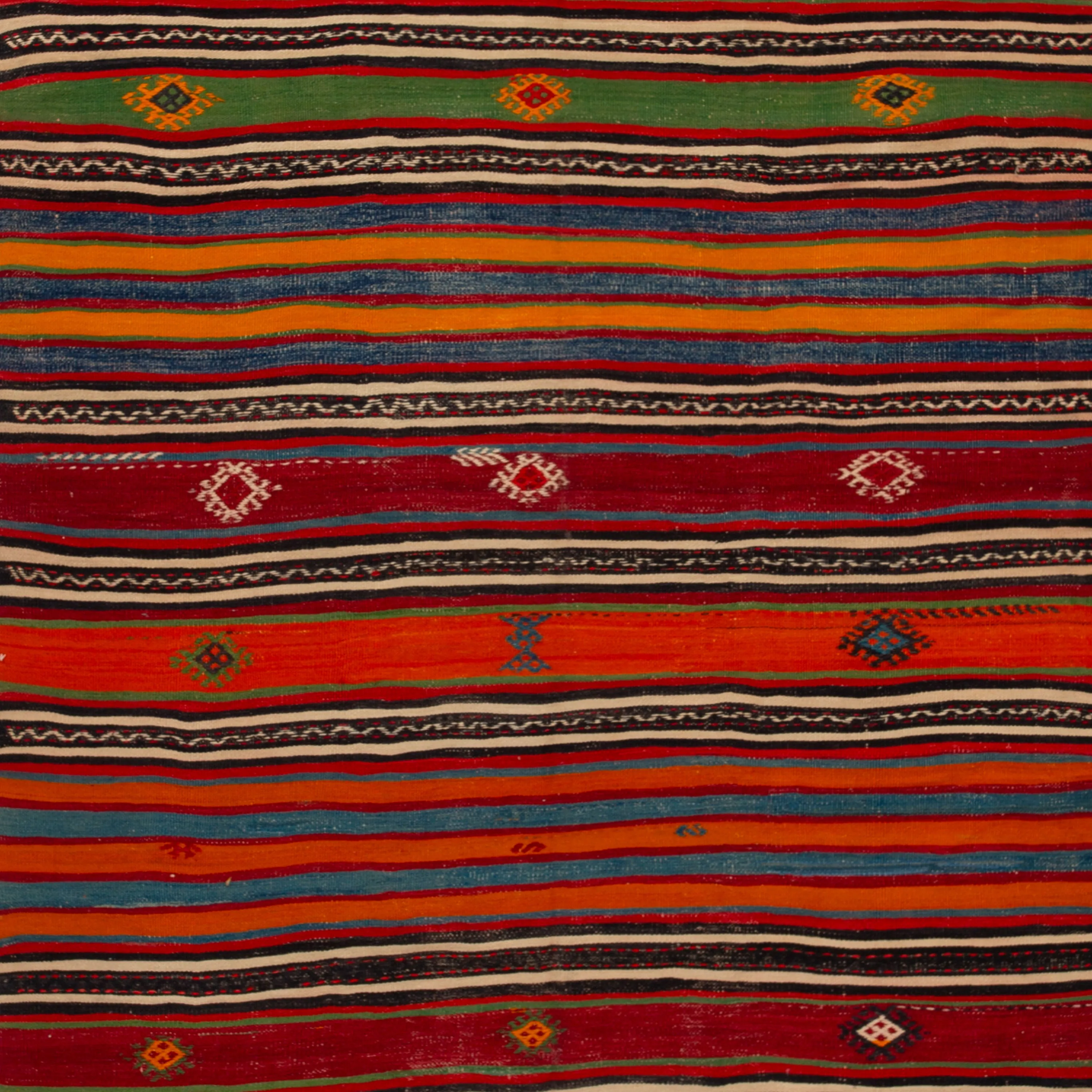 Red Vintage Flatweave Wool Kilim Runner - 5'1" x 12'3"