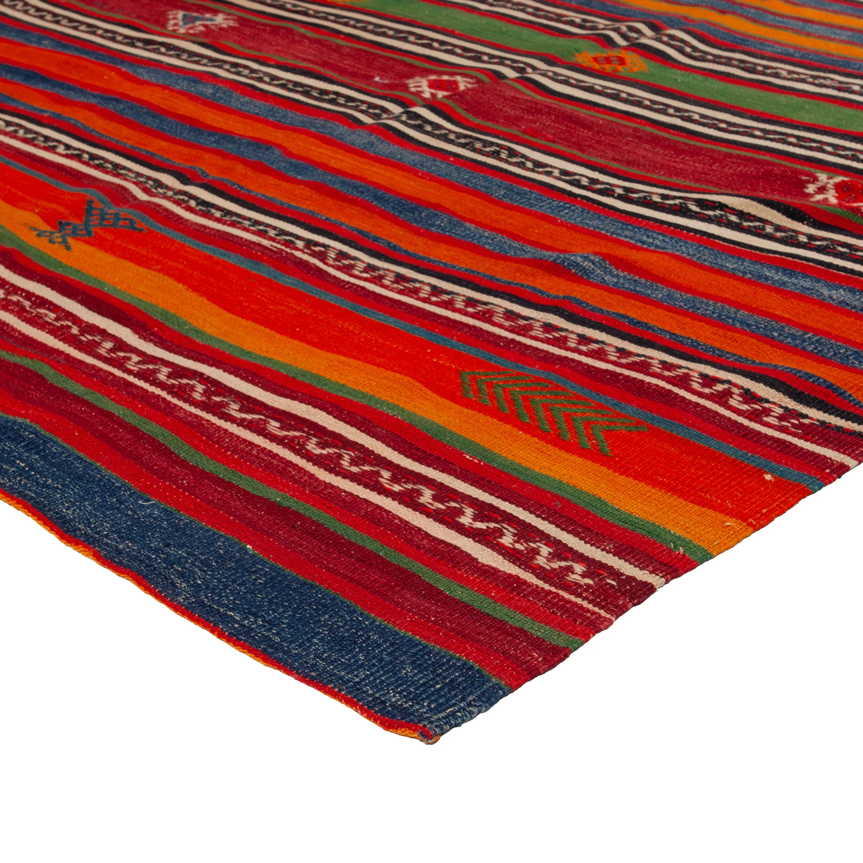 Red Vintage Flatweave Wool Kilim Runner - 5'1" x 12'3"