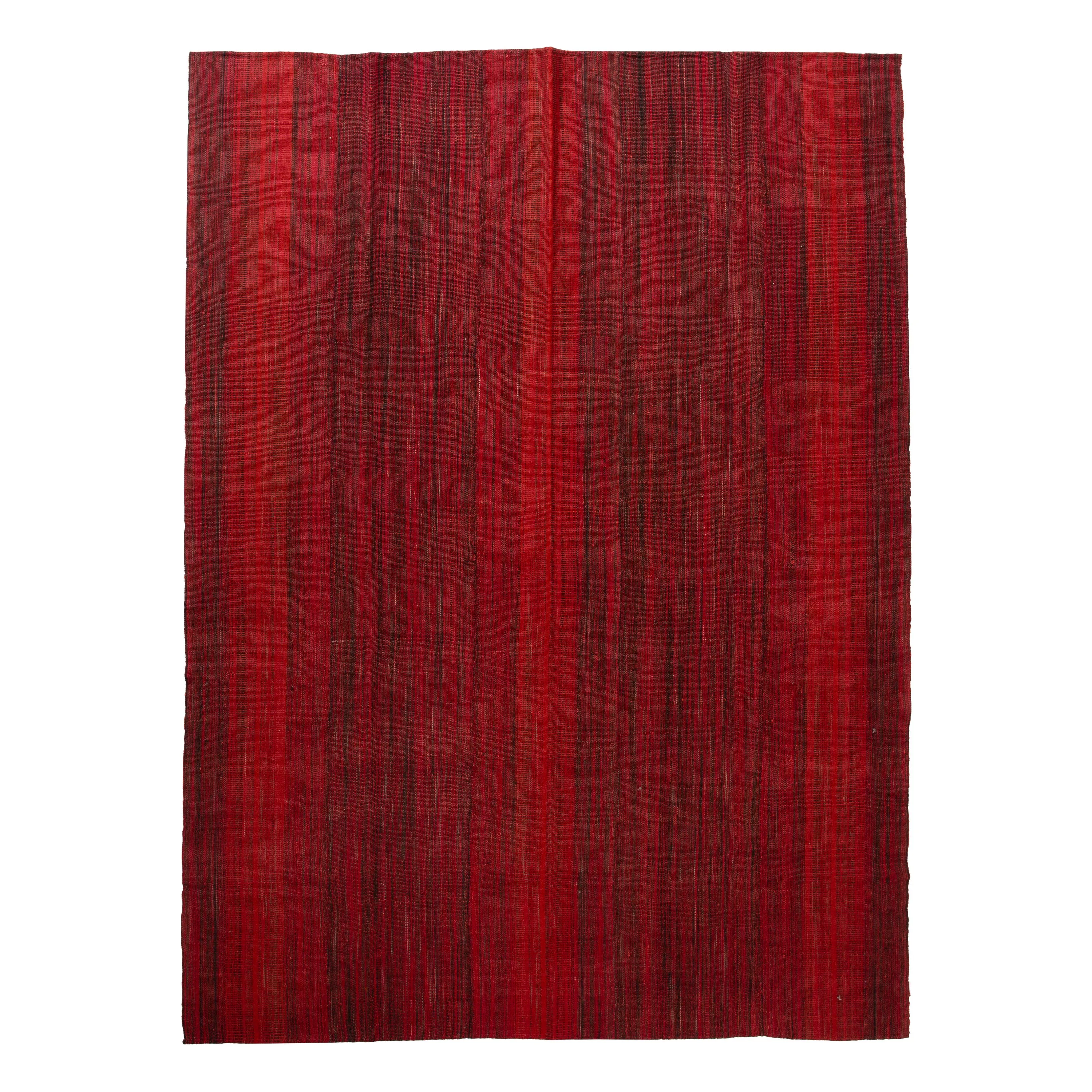 Red Vintage Flatweave Wool Persian Rug - 8'3" x 11'7"