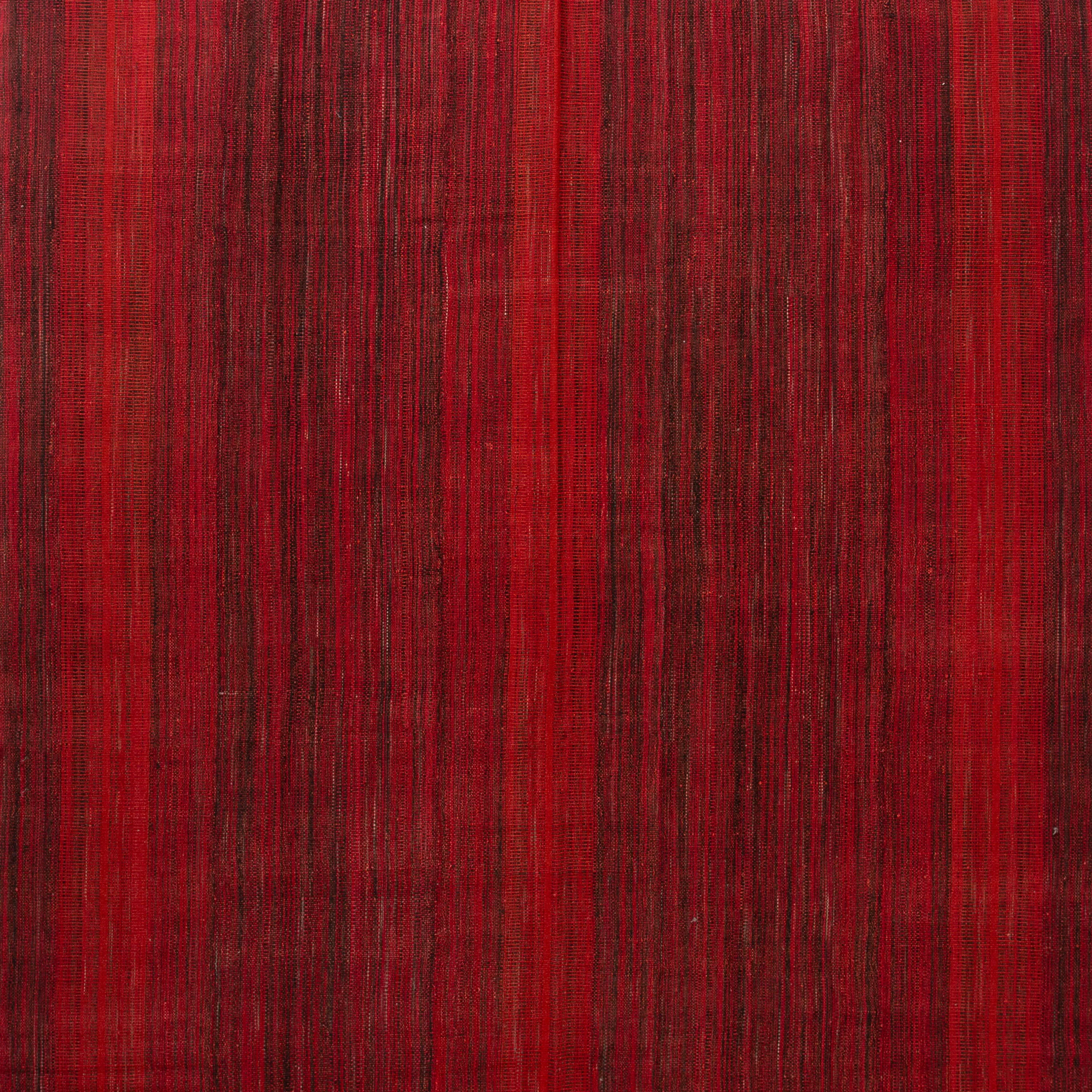 Red Vintage Flatweave Wool Persian Rug - 8'3" x 11'7"