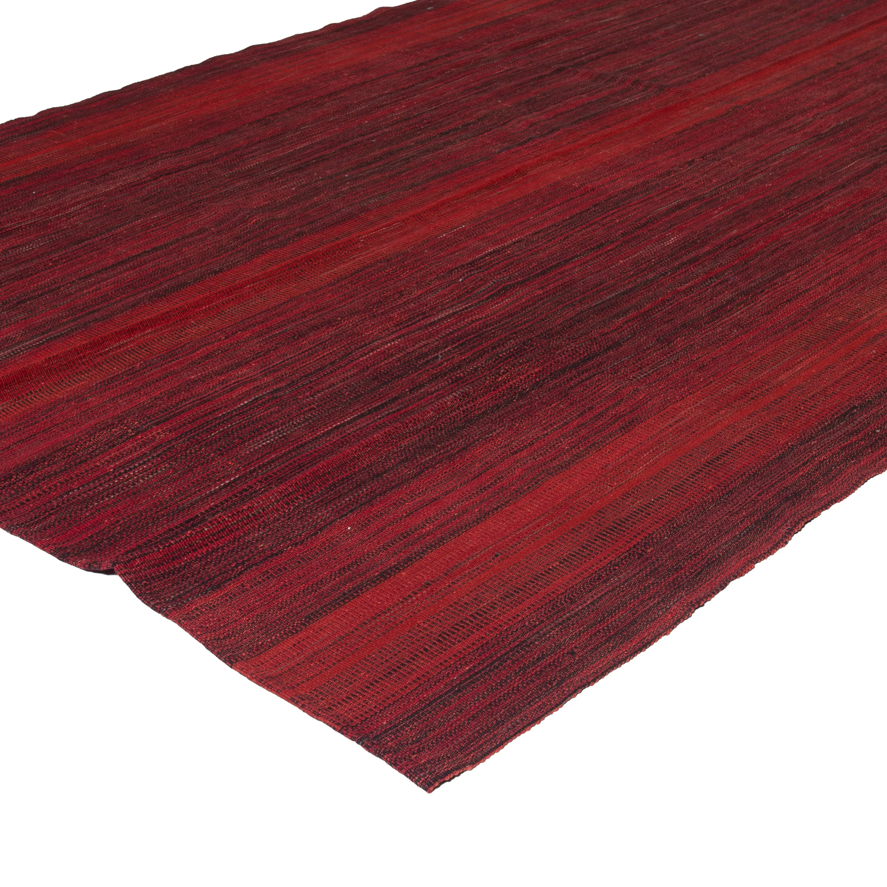 Red Vintage Flatweave Wool Persian Rug - 8'3" x 11'7"