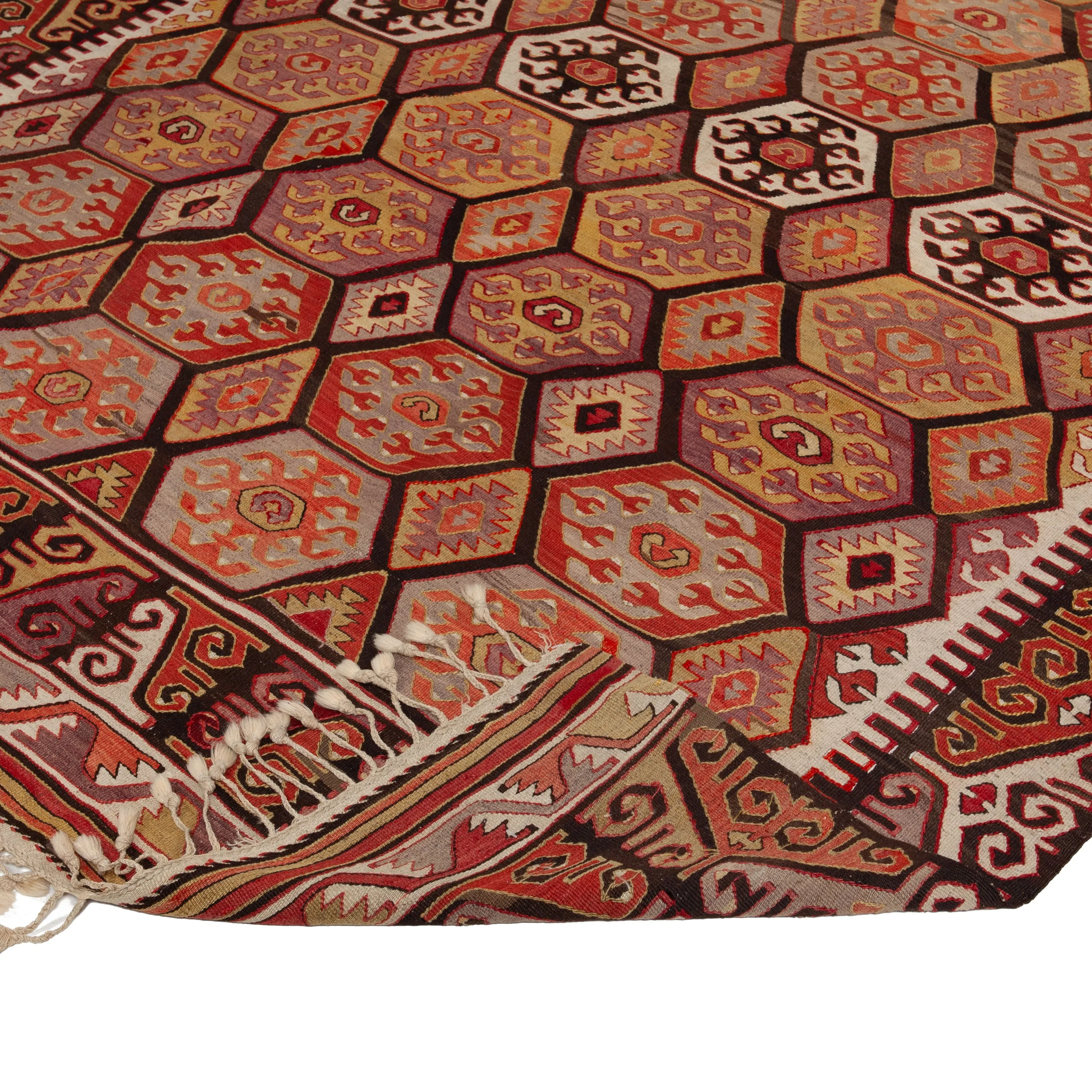 Red Vintage Flatweave Wool Runner - 5'9" x 14'4"