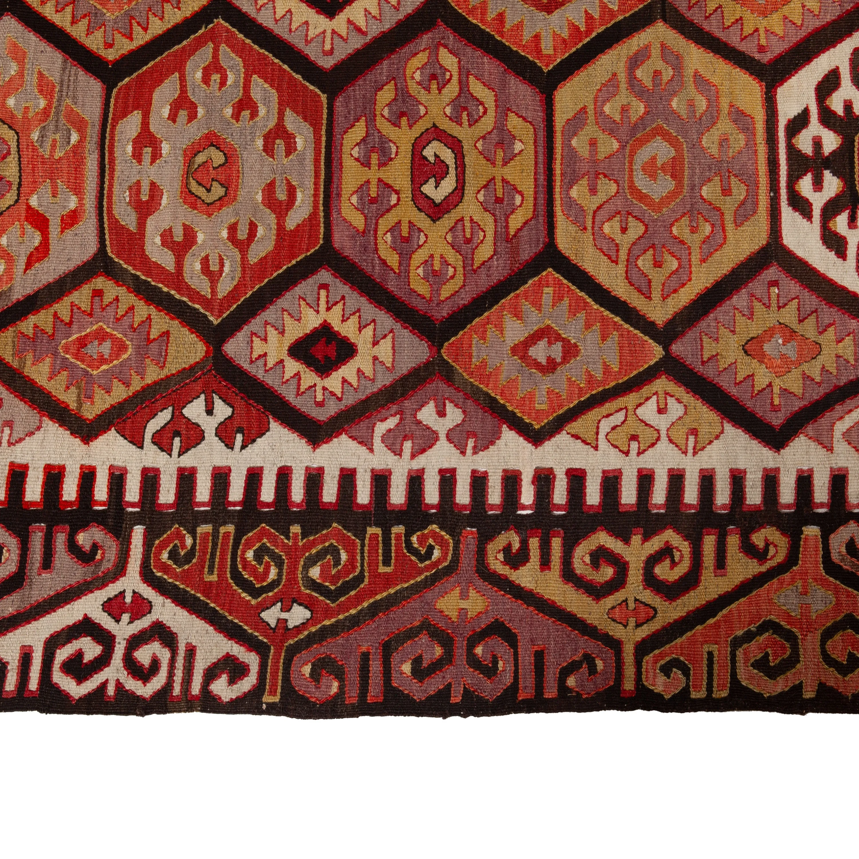 Red Vintage Flatweave Wool Runner - 5'9" x 14'4"