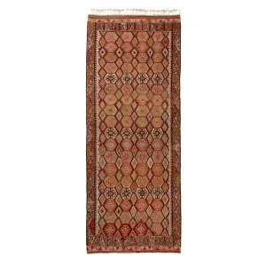 Red Vintage Flatweave Wool Runner - 5'9" x 14'4"