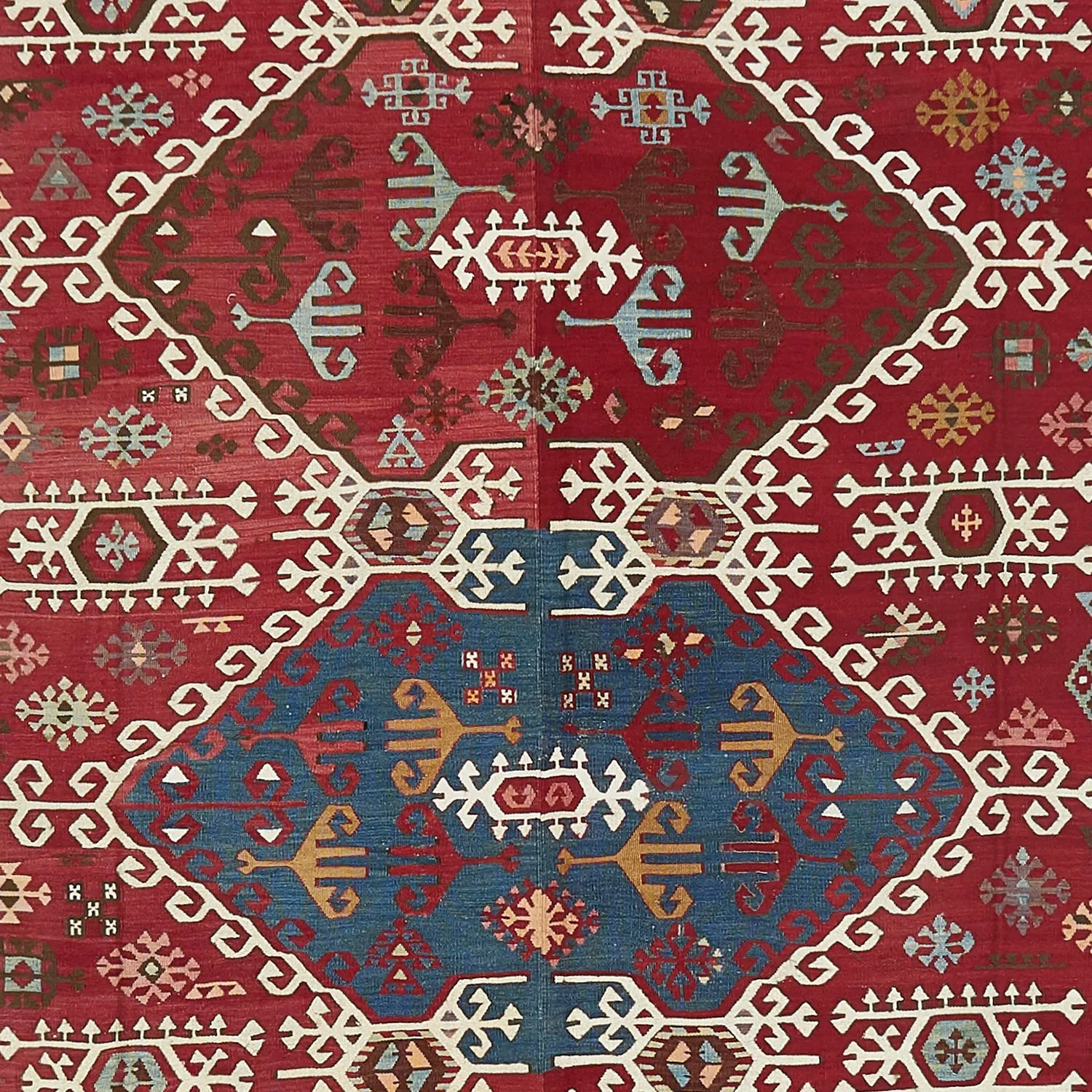 Red Vintage Kilim Wool Runner - 5'5" x 13'6"