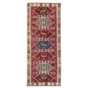 Red Vintage Kilim Wool Runner - 5'5" x 13'6"