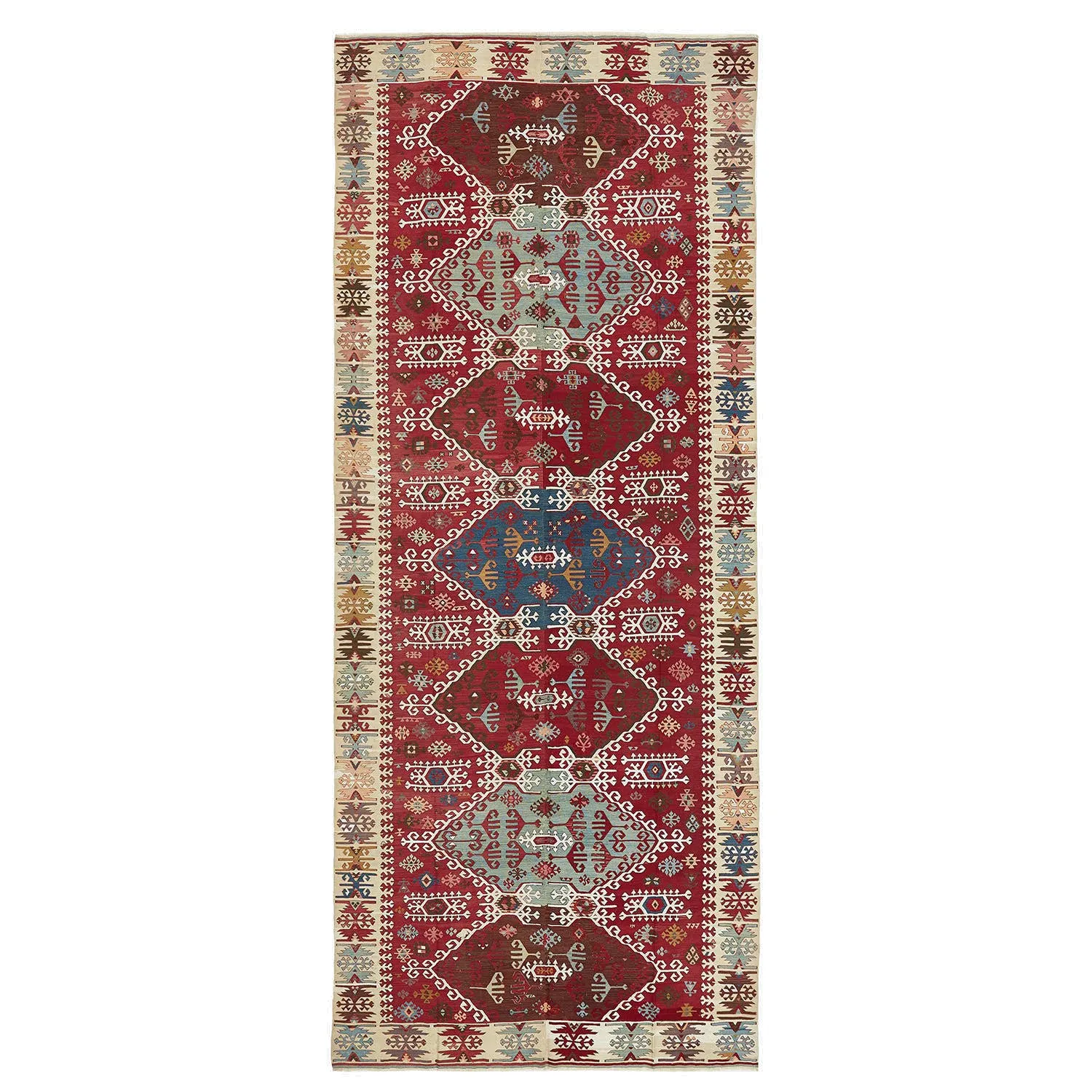 Red Vintage Kilim Wool Runner - 5'5" x 13'6"