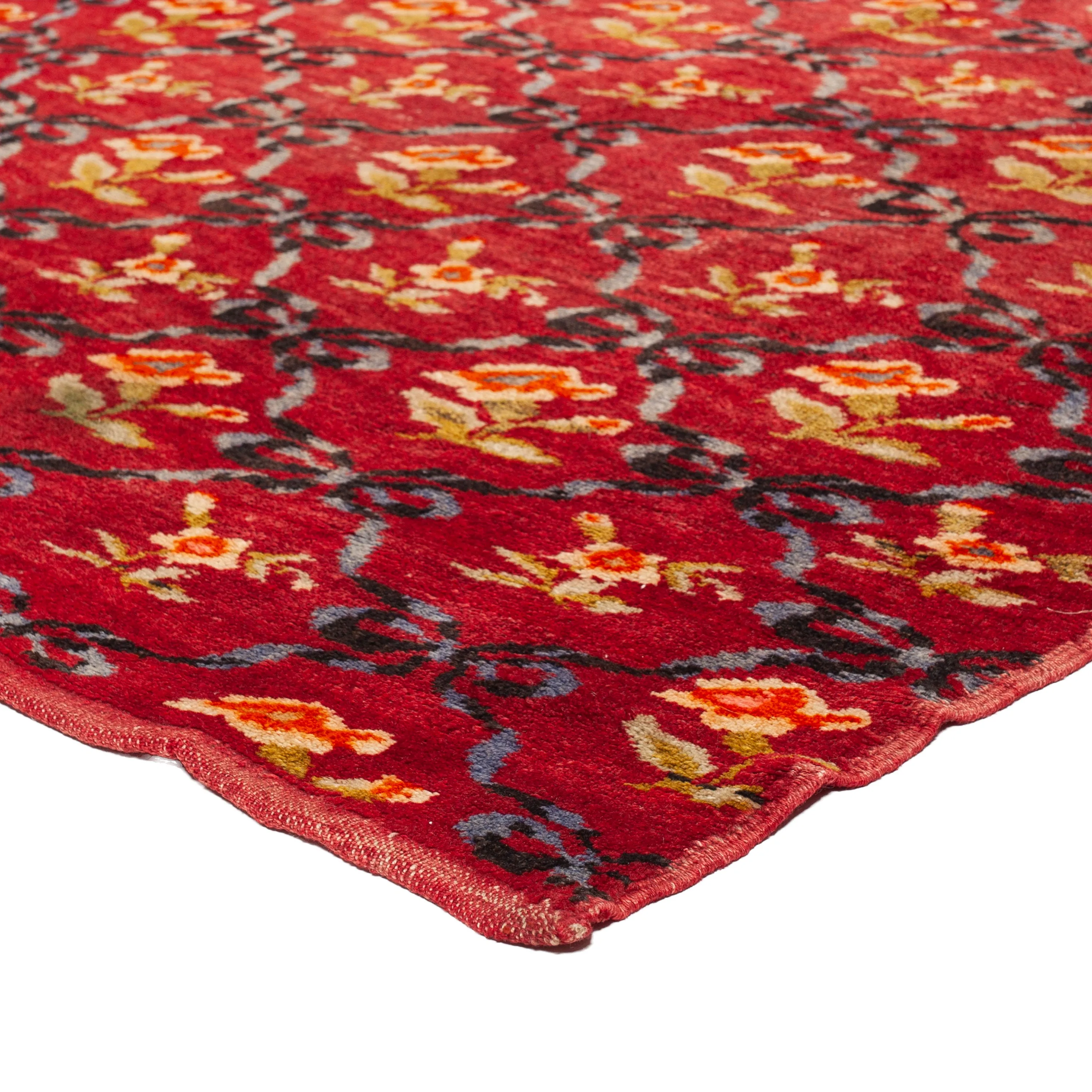 Red Vintage Traditional Anatolian Wool Runner - 4'11" x 11'7"