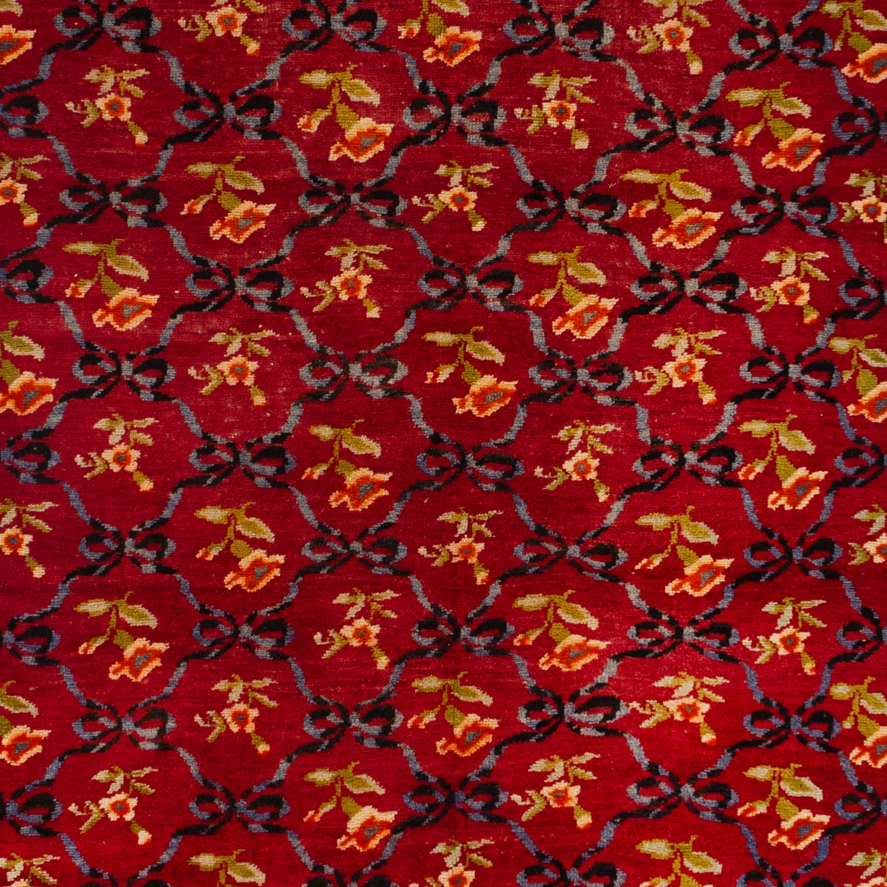 Red Vintage Traditional Anatolian Wool Runner - 4'11" x 11'7"