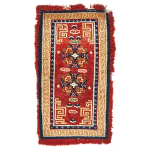 Red Vintage Traditional Tibetan Wool Rug - 2'9" x 4'11"