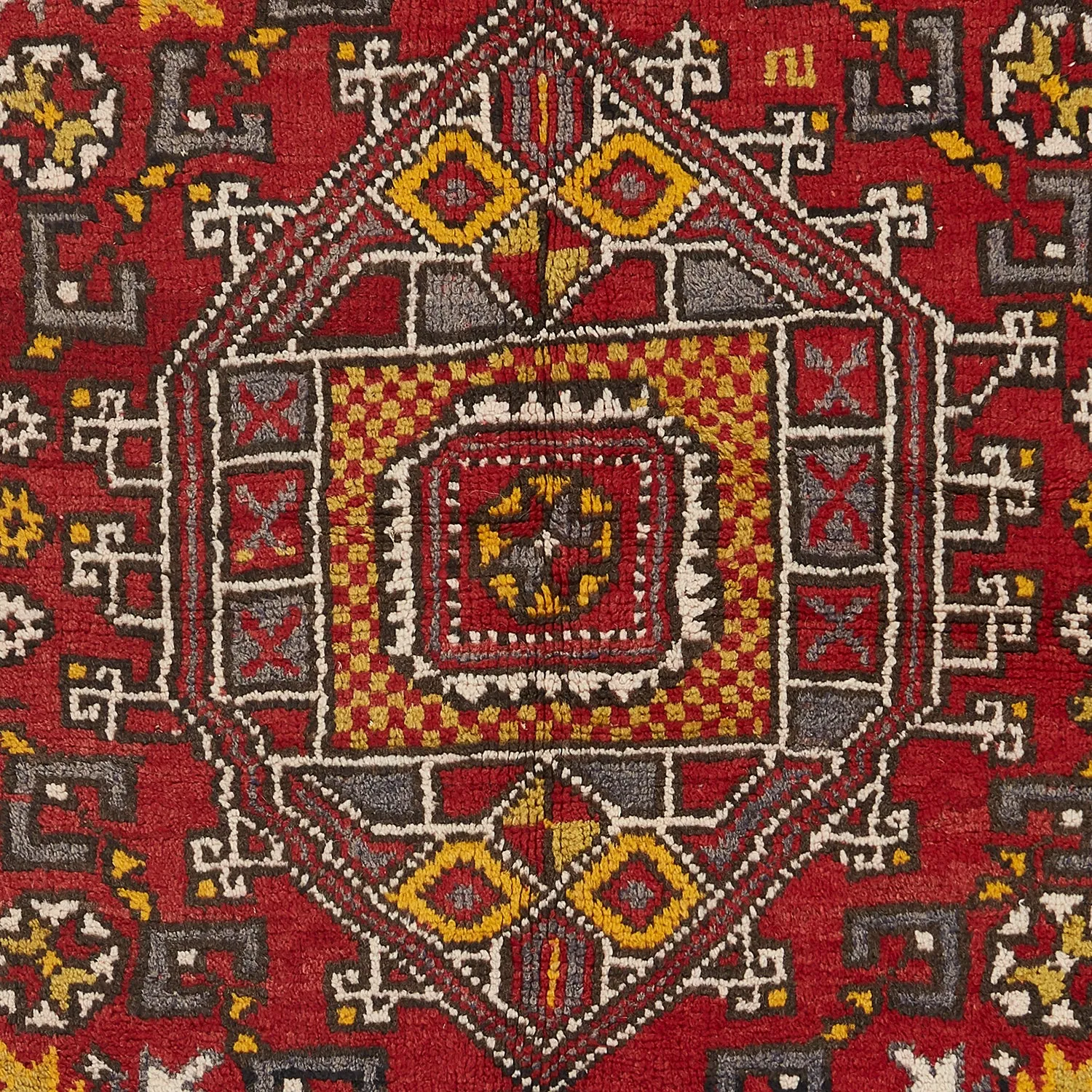 Red Vintage Traditional Turksih Wool Rug - 4'1" x 6'6"