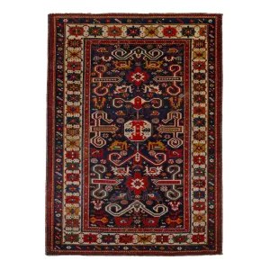 Red Vintage Traditional Wool Rug - 3'11" x 5'1"