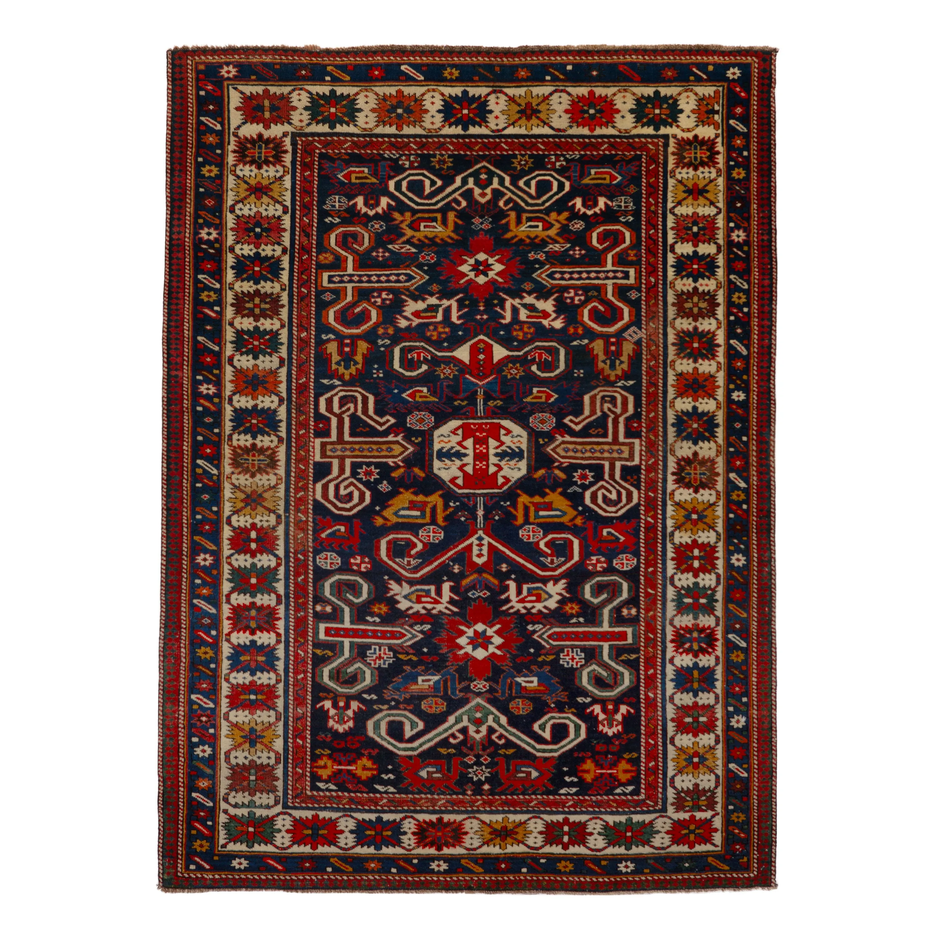 Red Vintage Traditional Wool Rug - 3'11" x 5'1"