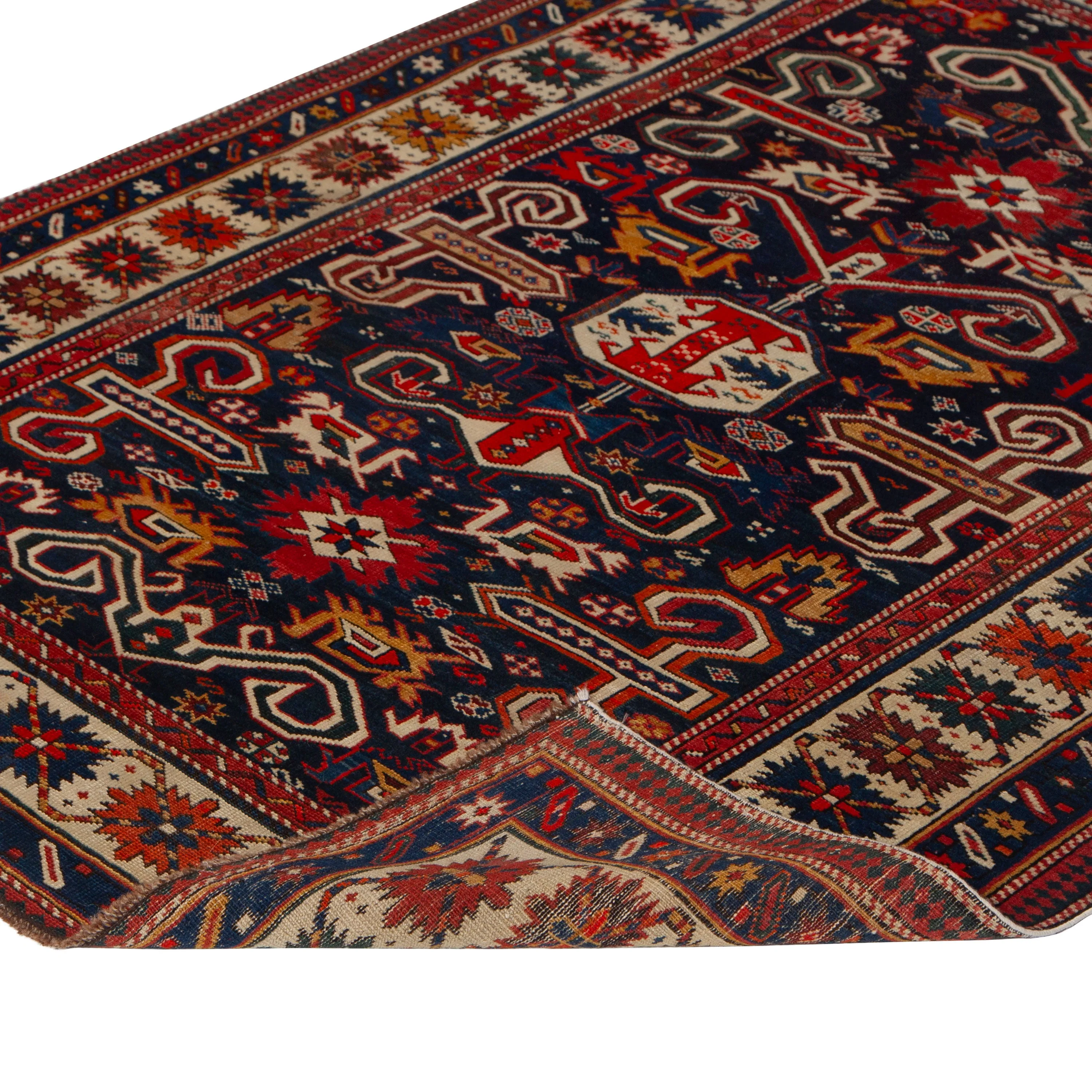 Red Vintage Traditional Wool Rug - 3'11" x 5'1"