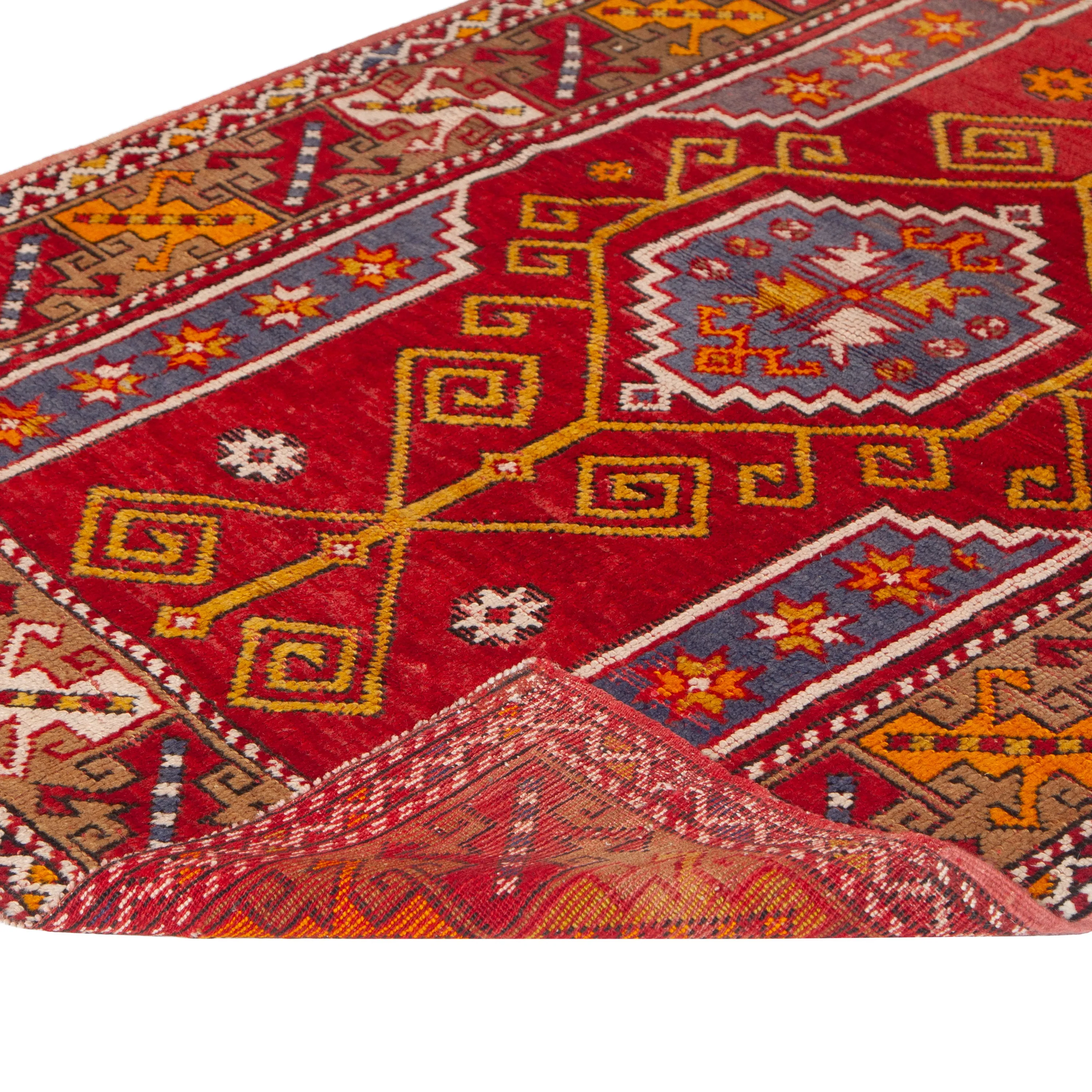 Red Vintage Traditional Wool Rug - 3'11" x 5'6"