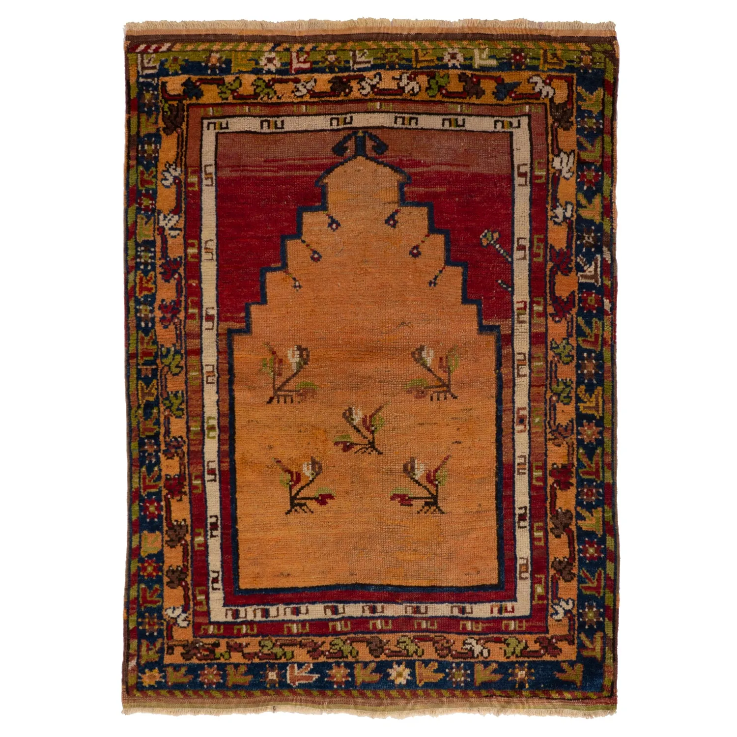 Red Vintage Traditional Wool Rug - 3'1" x 4'8"