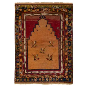 Red Vintage Traditional Wool Rug - 3'1" x 4'8"
