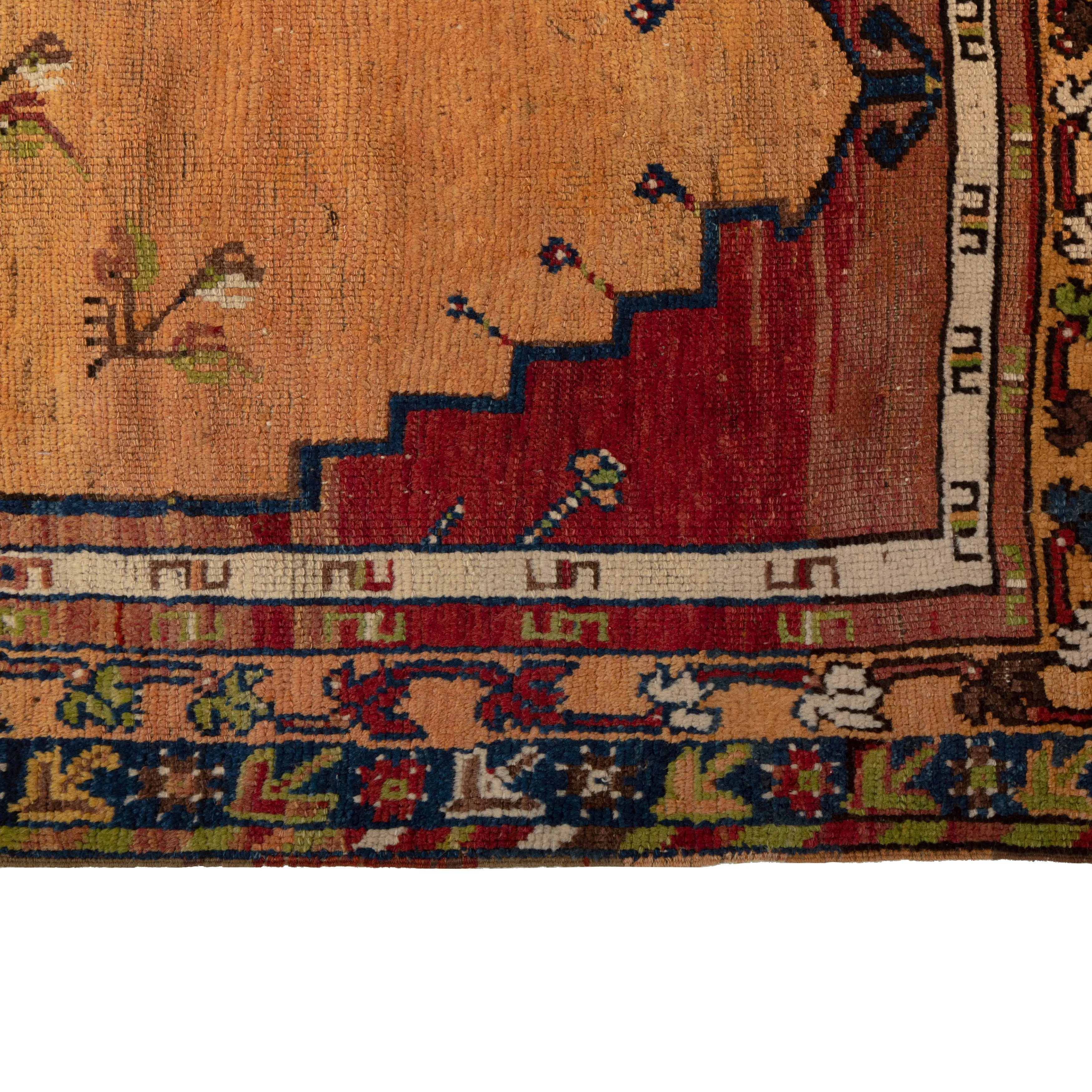 Red Vintage Traditional Wool Rug - 3'1" x 4'8"