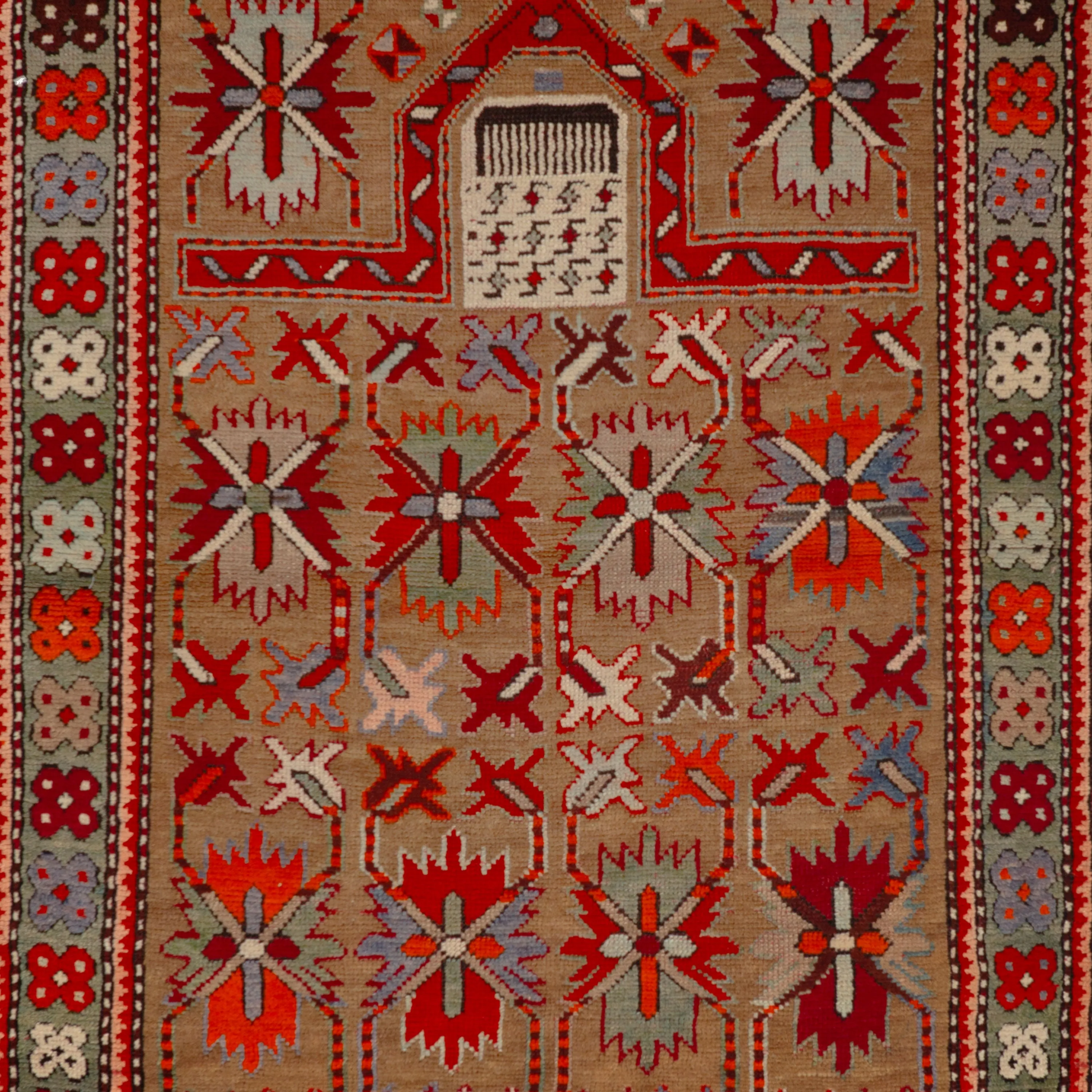 Red Vintage Traditional Wool Rug - 3'2" x 4'4"