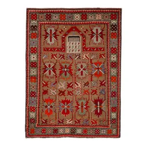 Red Vintage Traditional Wool Rug - 3'2" x 4'4"