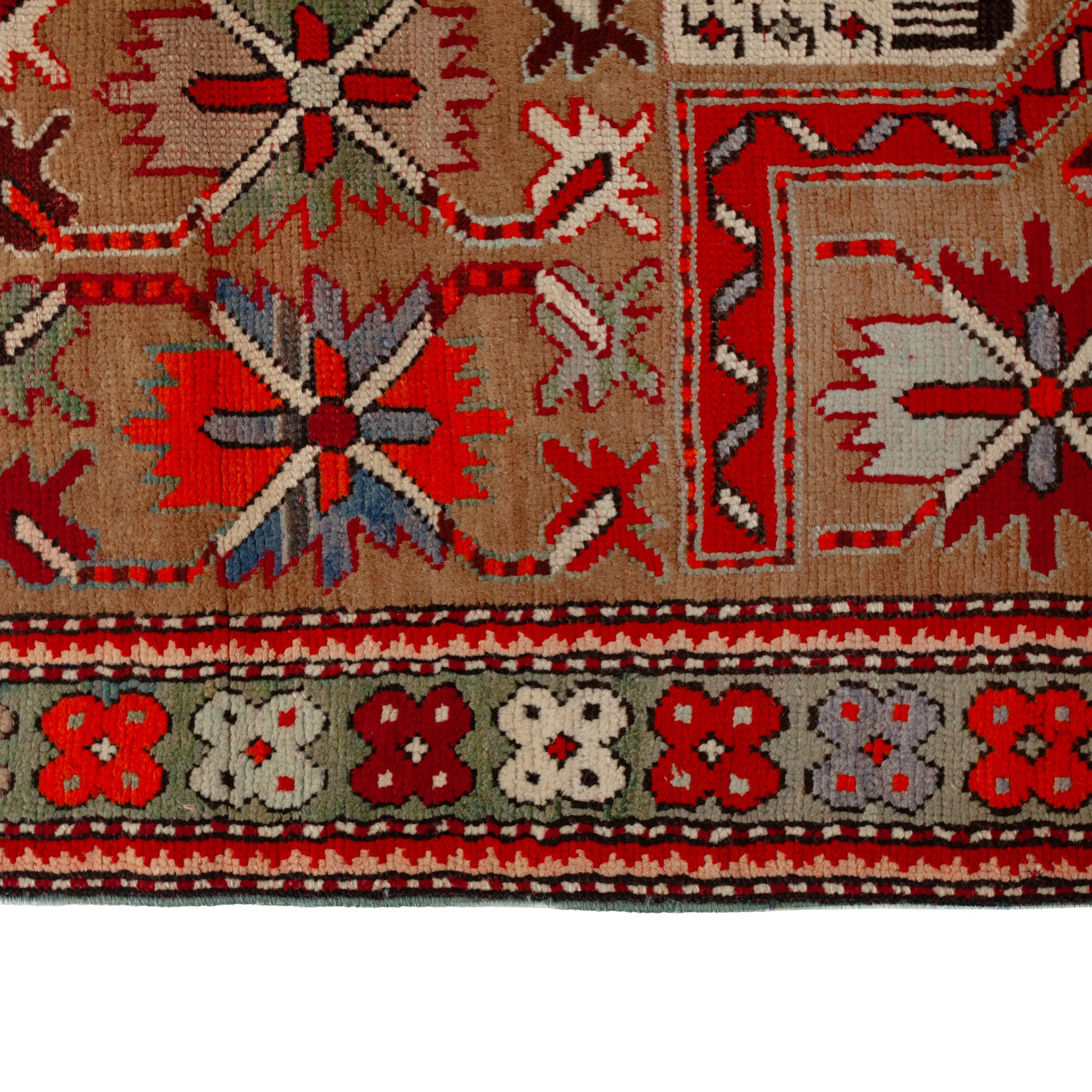 Red Vintage Traditional Wool Rug - 3'2" x 4'4"