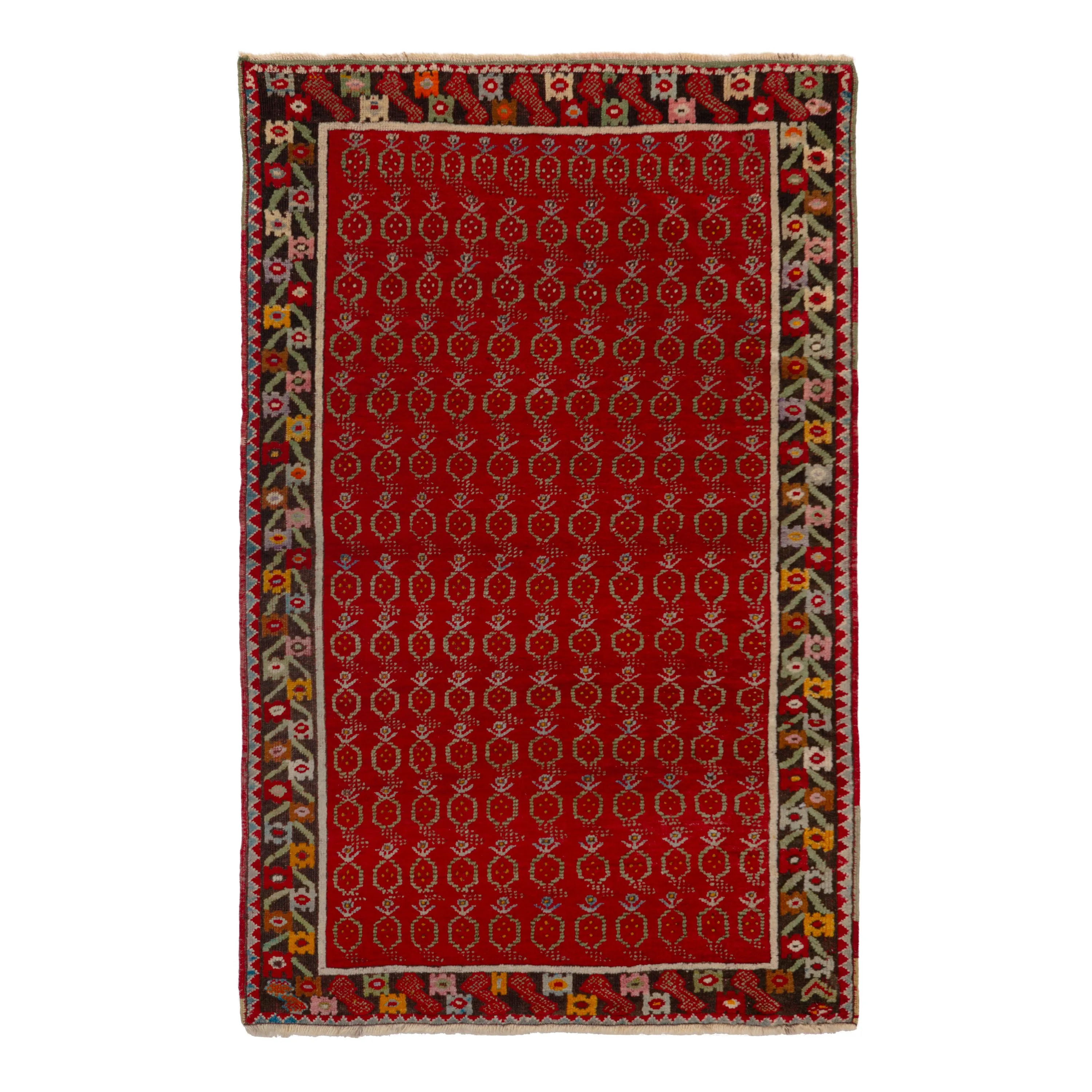 Red Vintage Traditional Wool Rug - 3'3" x 4'7"