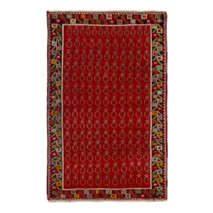 Red Vintage Traditional Wool Rug - 3'3" x 4'7"