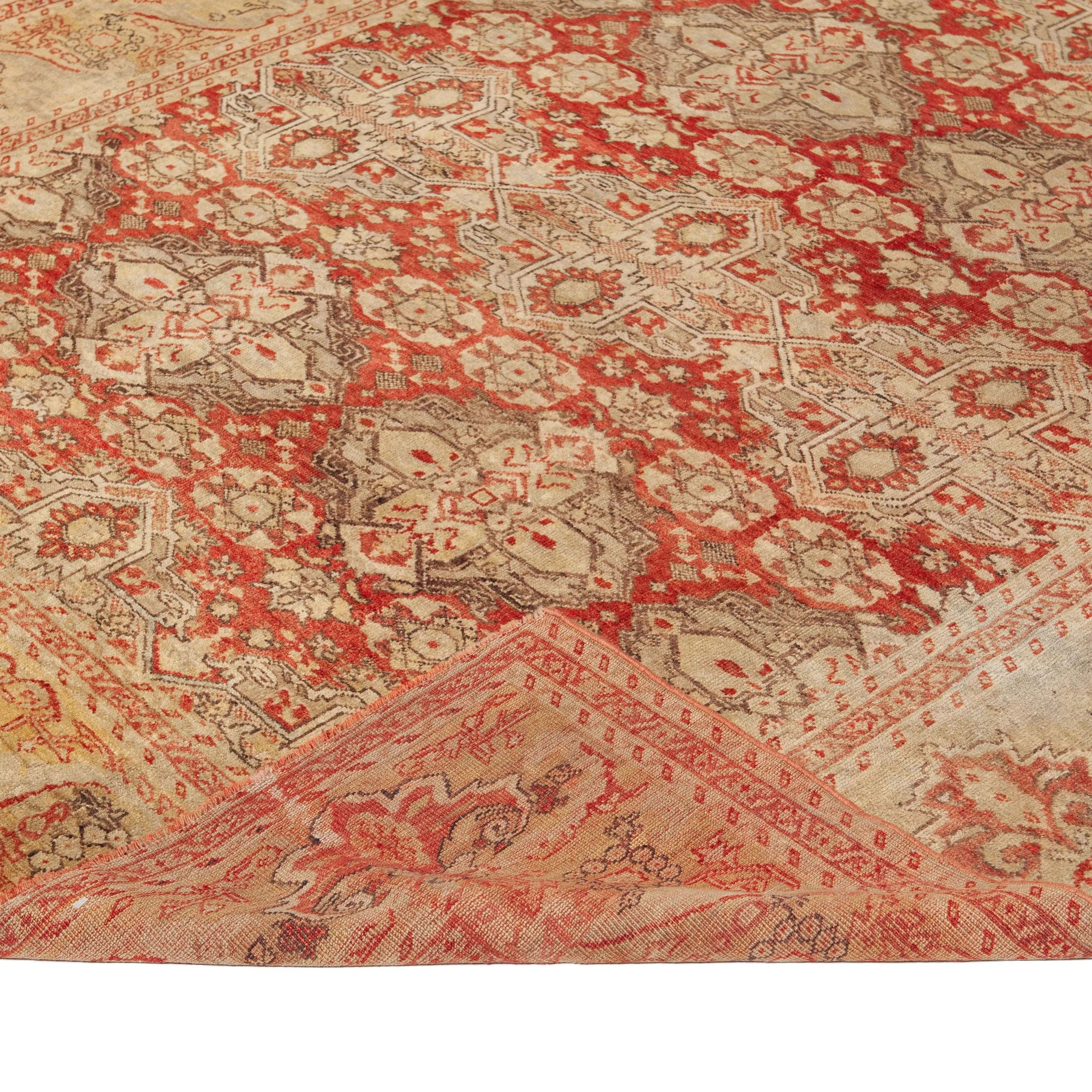 Red Vintage Traditional Wool Rug - 6'04" x 12'1"