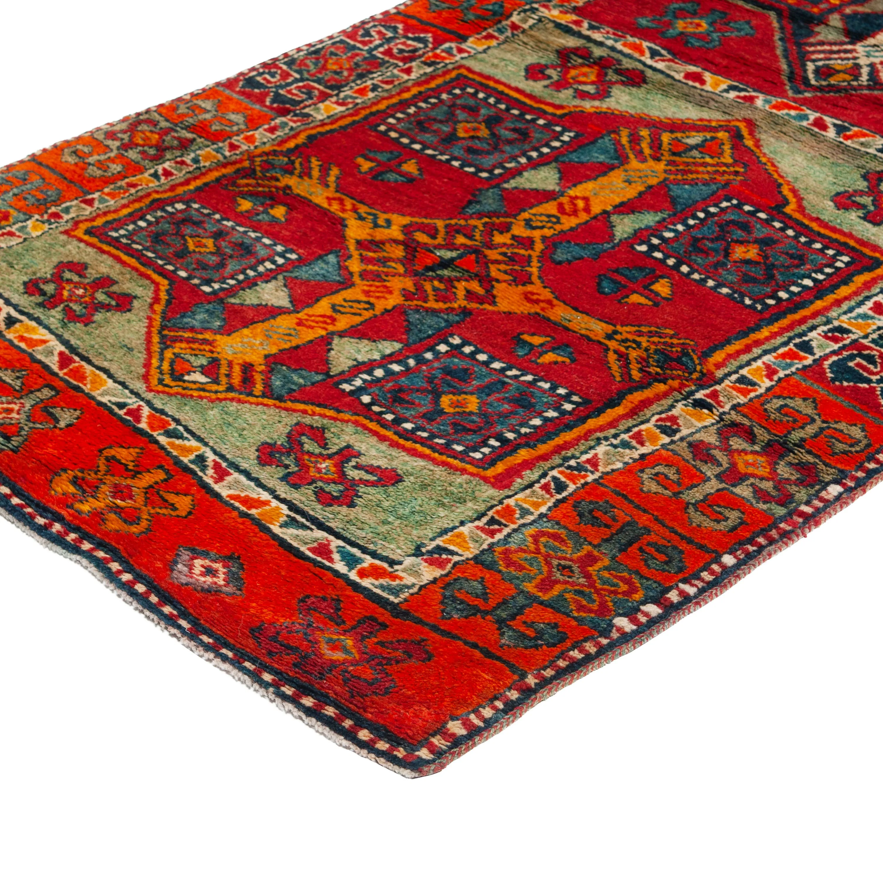 Red Vintage Traditional Wool Runner - 3'5" x 18'4"