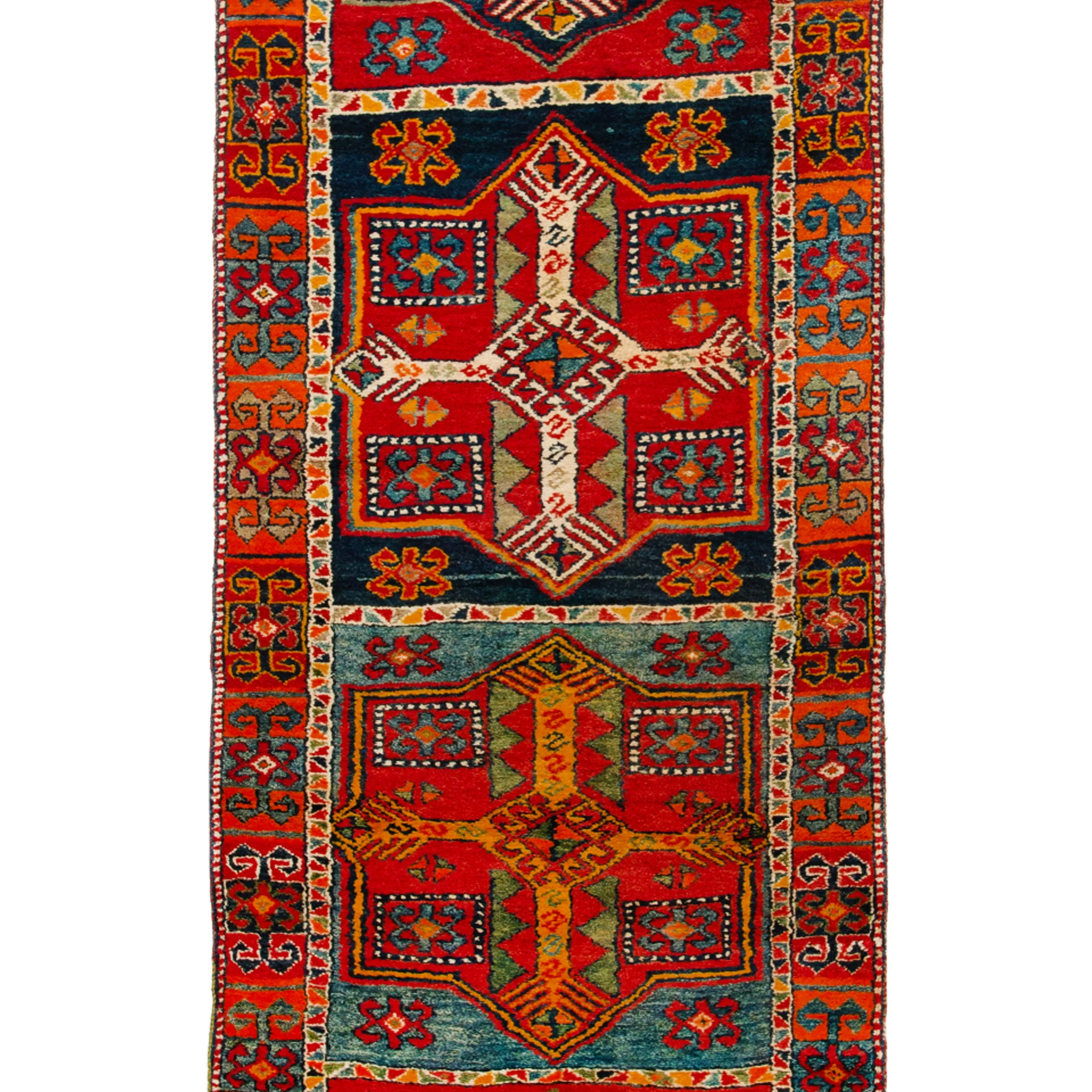 Red Vintage Traditional Wool Runner - 3'5" x 18'4"
