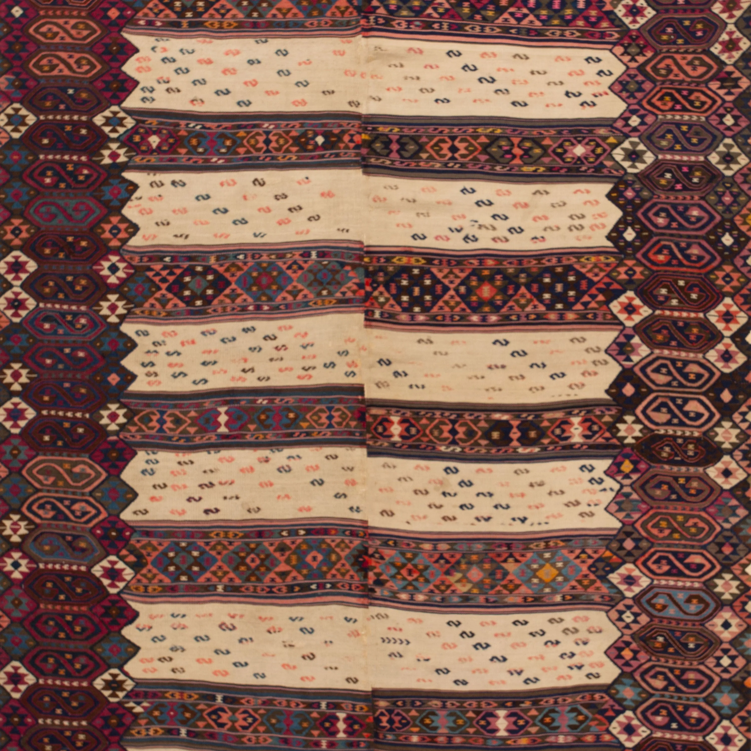 Red Vintage Turkish Kilim Wool Rug - 5' x 7'4"