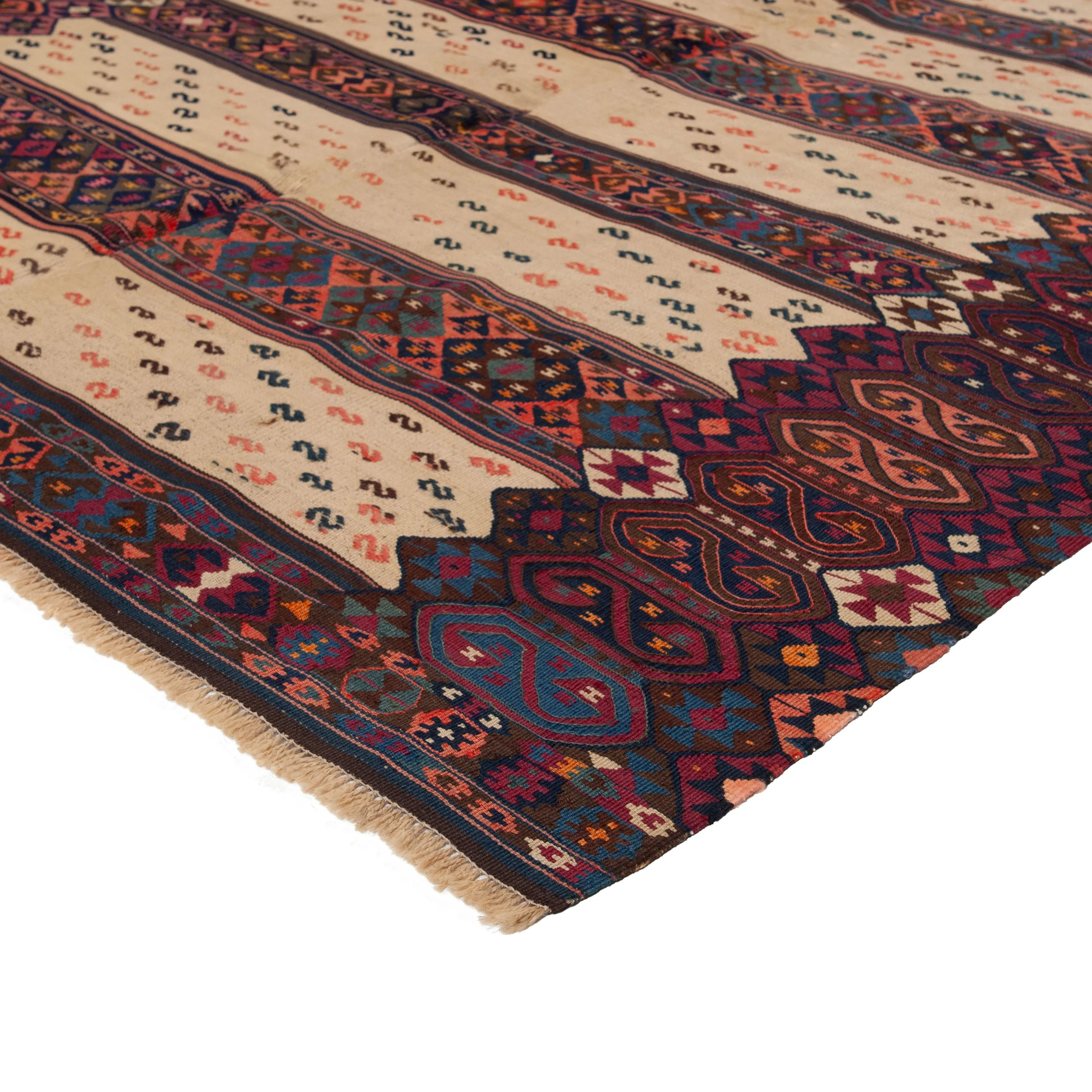Red Vintage Turkish Kilim Wool Rug - 5' x 7'4"