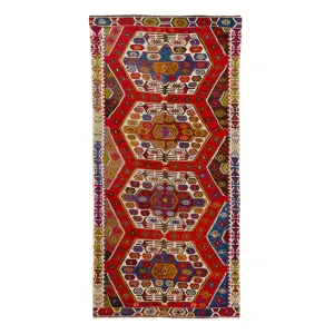 Red Vintage Wool Kilim Rug - 5'6" x 12'2"