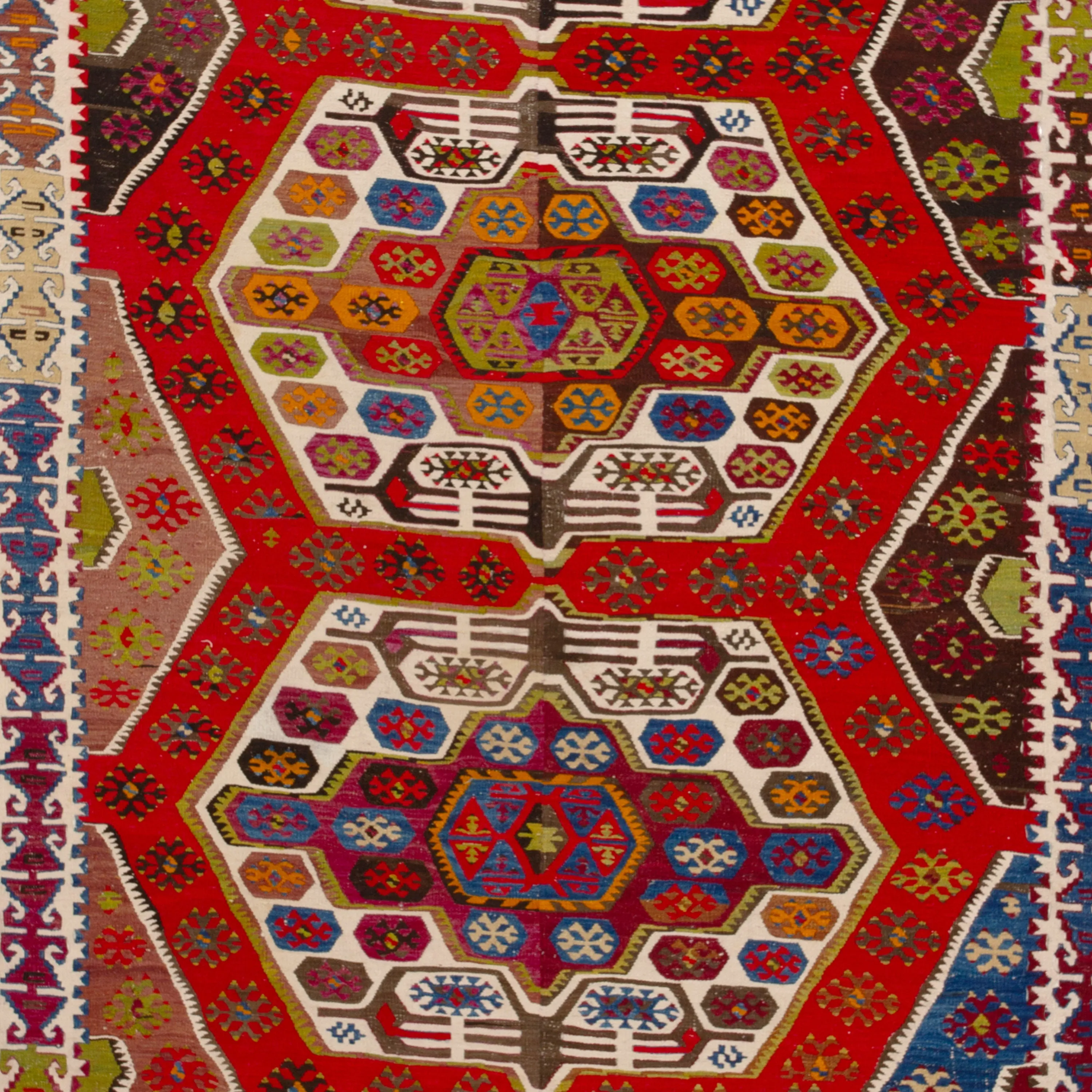 Red Vintage Wool Kilim Rug - 5'6" x 12'2"