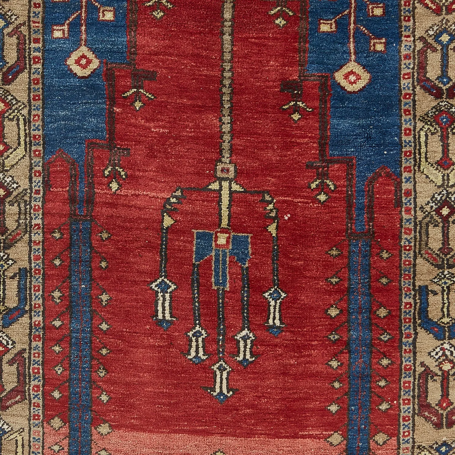 Red Vintage Wool Prayer Rug - 3'6" x 6'5"