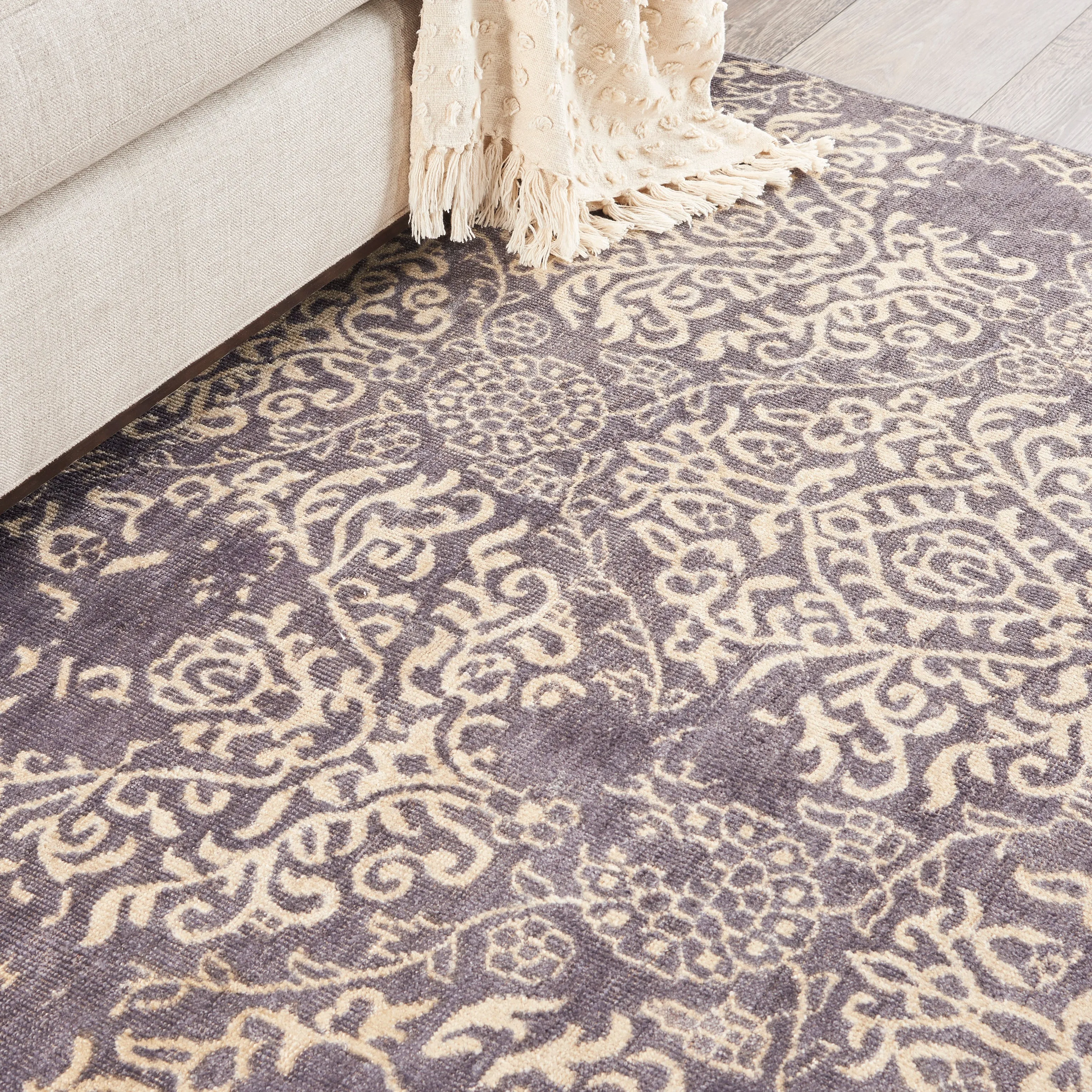 Sapphire Essentials Damask Contemporary Bamboo Rug