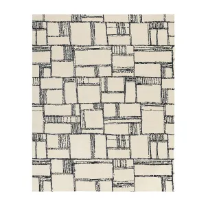 Silver Abstract Modern Tibetan Silk Cotton Blend Rug - 8' x 10'