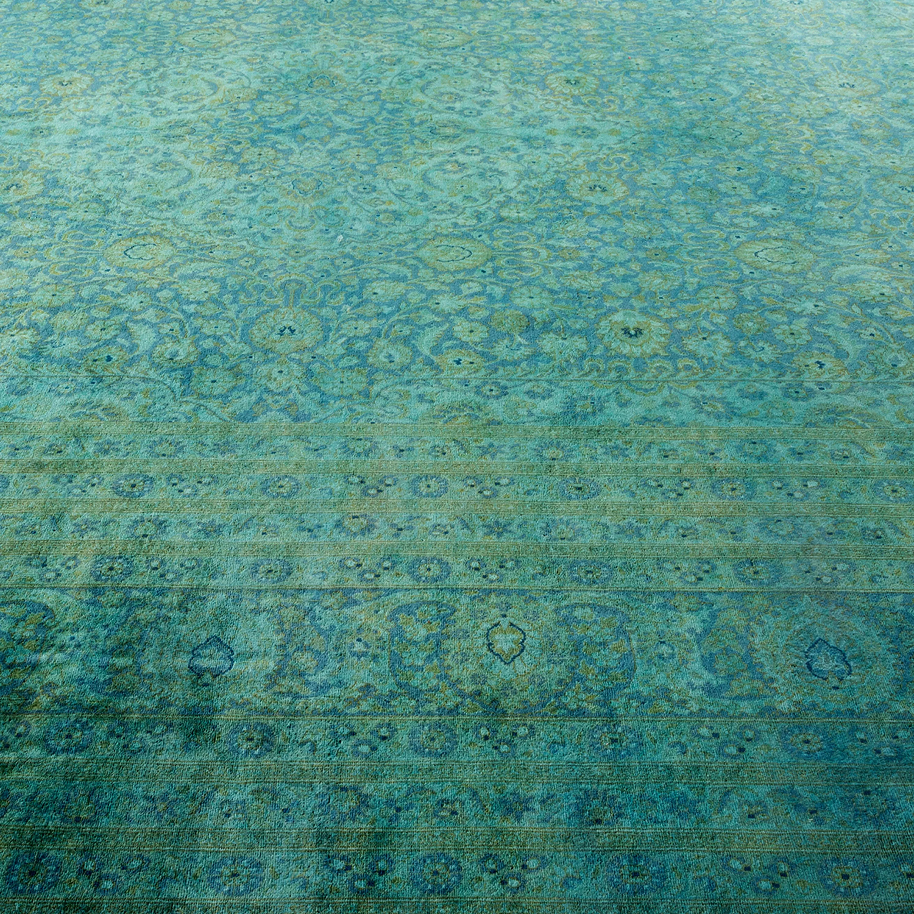 Teal Overdyed Wool Rug - 10'2" x 14'6"