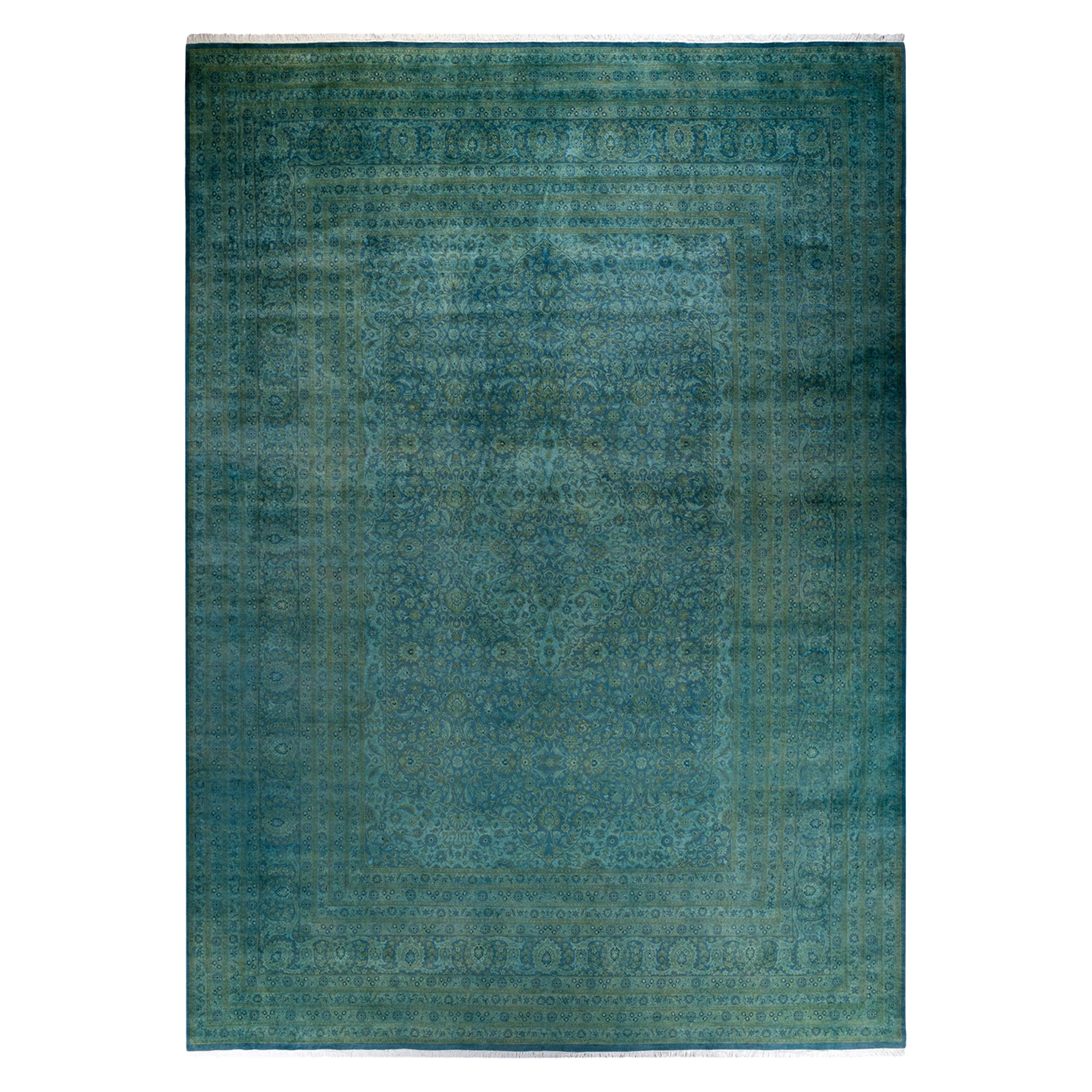 Teal Overdyed Wool Rug - 10'2" x 14'6"