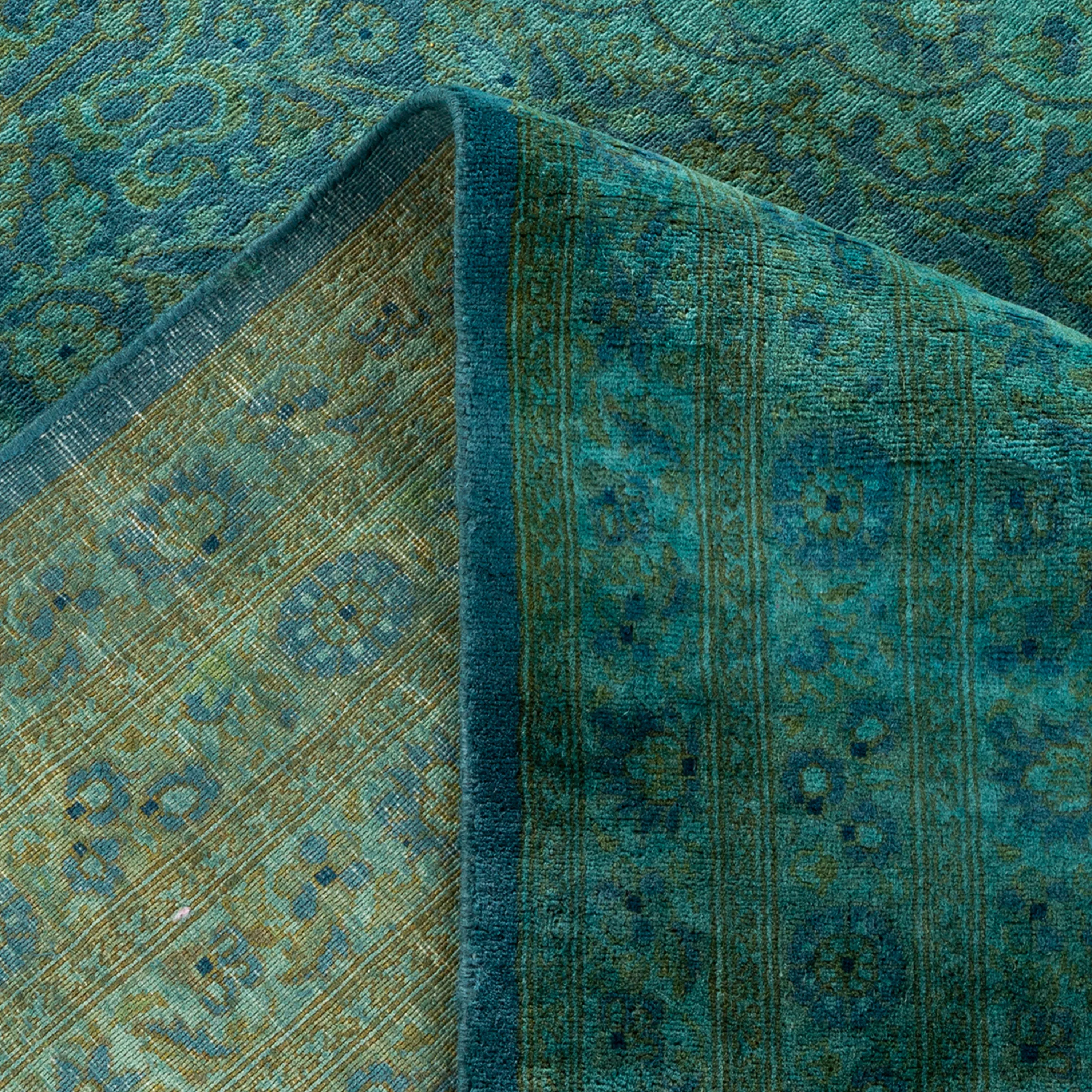 Teal Overdyed Wool Rug - 10'2" x 14'6"