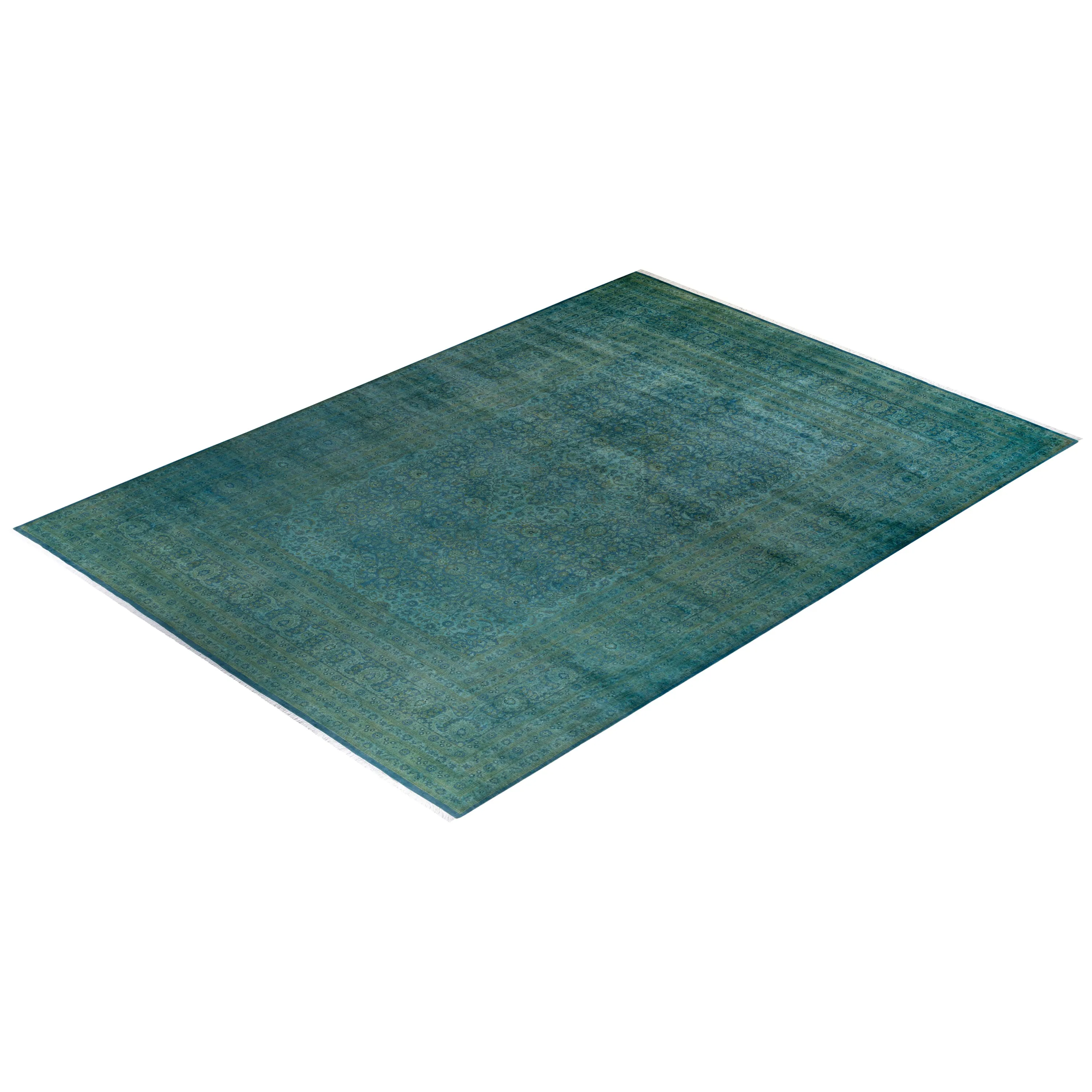 Teal Overdyed Wool Rug - 10'2" x 14'6"