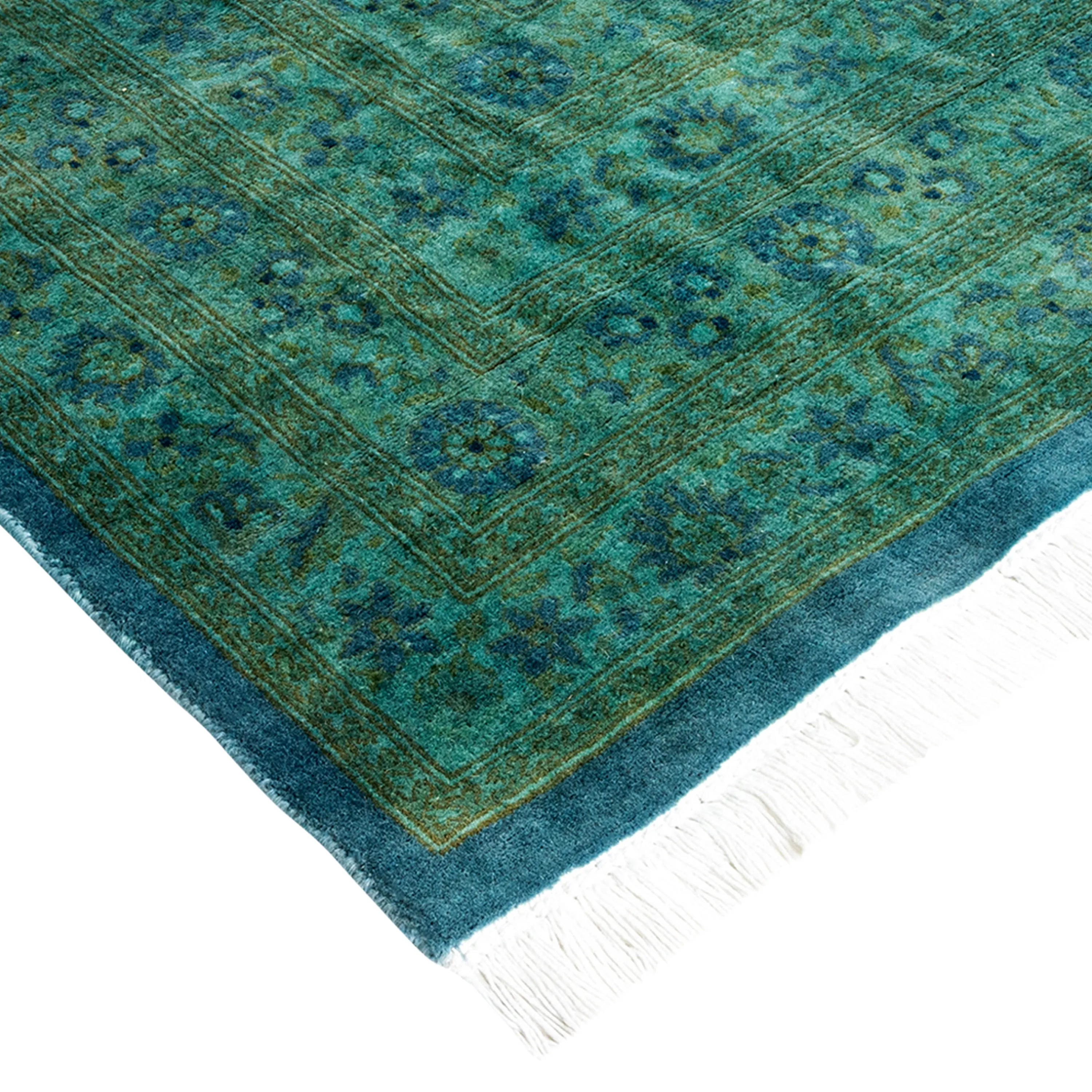 Teal Overdyed Wool Rug - 10'2" x 14'6"